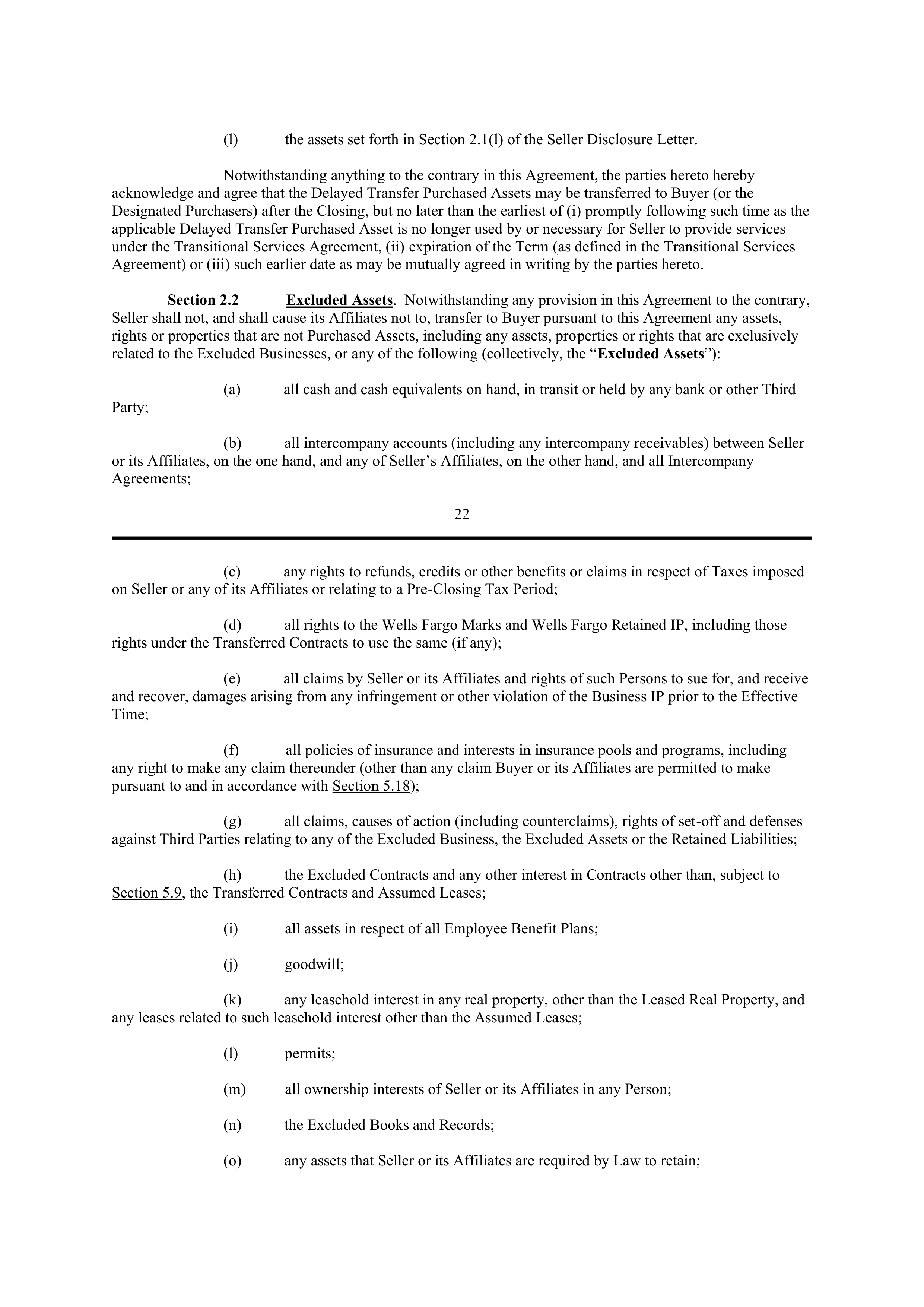 PURCHASE AGREEMENT between PRINCIPAL FINANCIAL SERVICES and WELLS FARGO & COMPANY — page 25