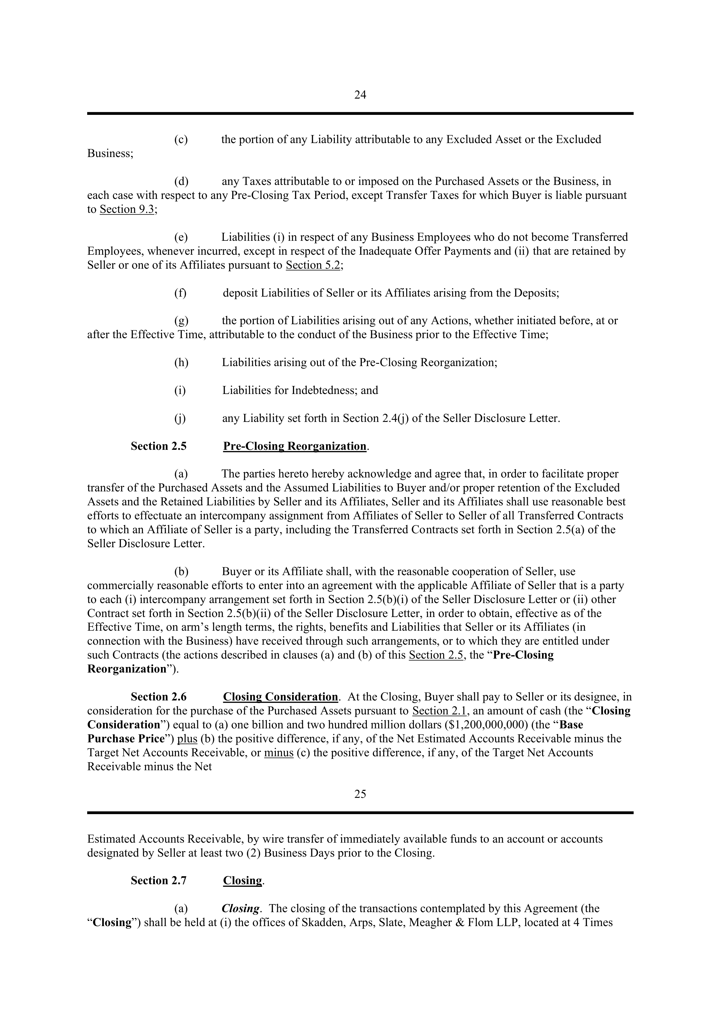 PURCHASE AGREEMENT between PRINCIPAL FINANCIAL SERVICES and WELLS FARGO & COMPANY — page 27