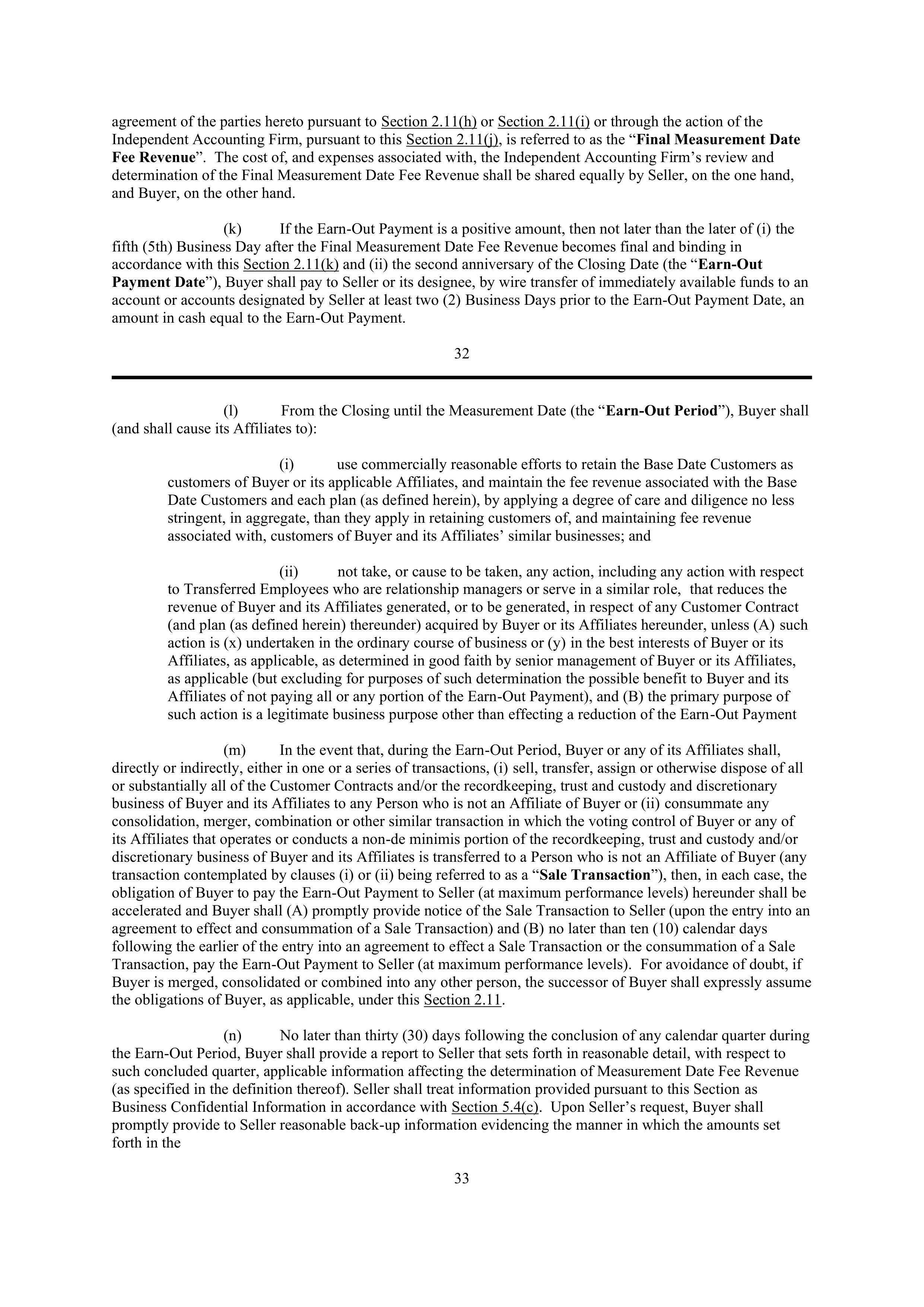 PURCHASE AGREEMENT between PRINCIPAL FINANCIAL SERVICES and WELLS FARGO & COMPANY — page 33