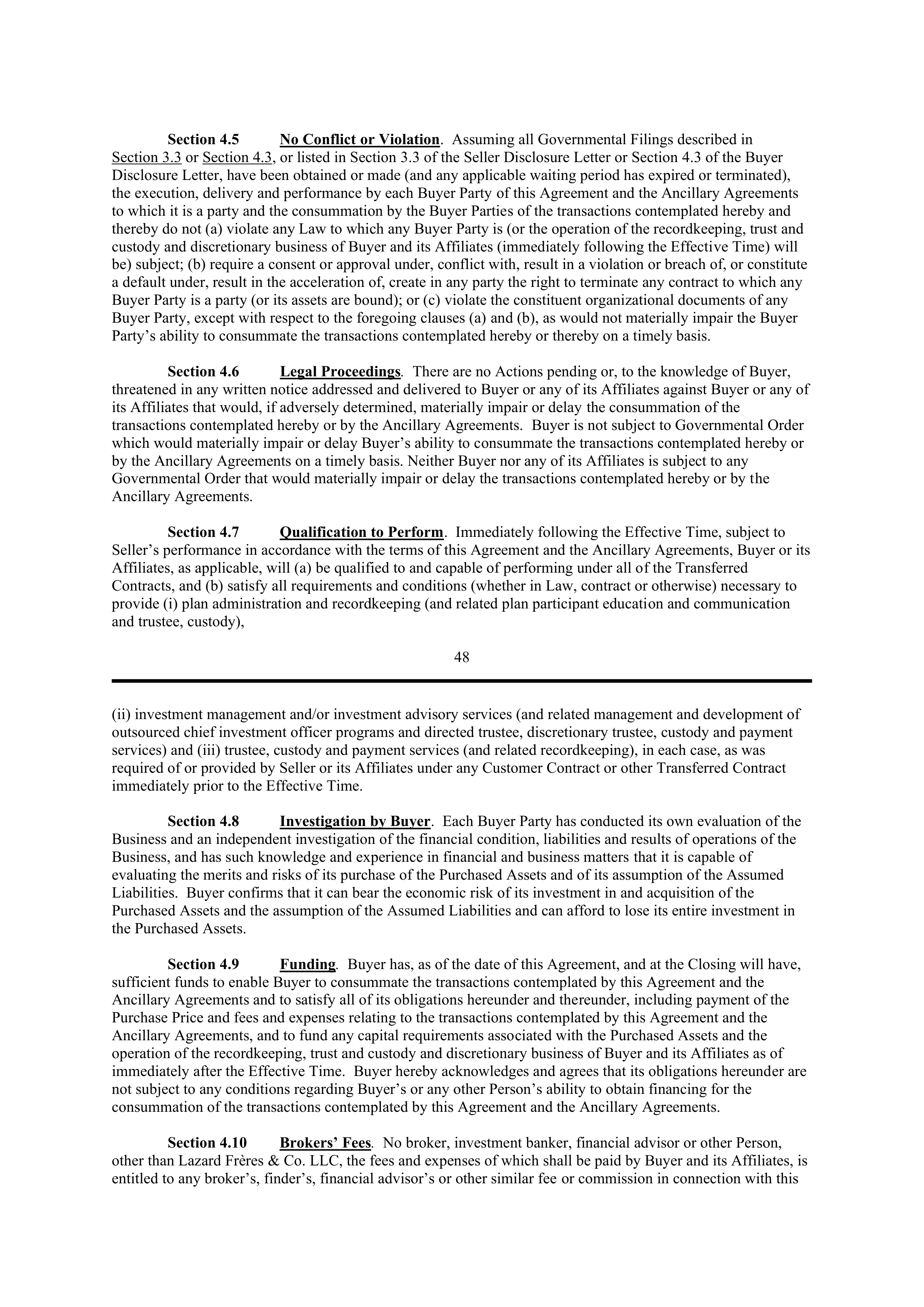 PURCHASE AGREEMENT between PRINCIPAL FINANCIAL SERVICES and WELLS FARGO & COMPANY — page 45