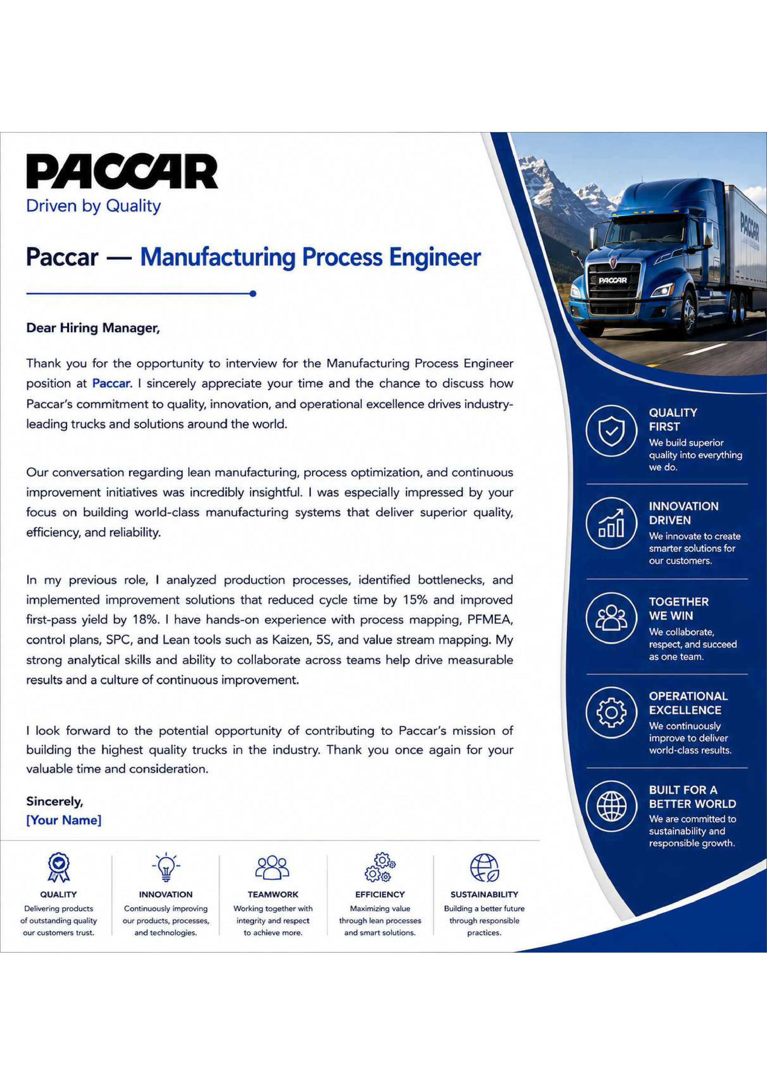 Paccar Manufacturing Process Engineer — page 1