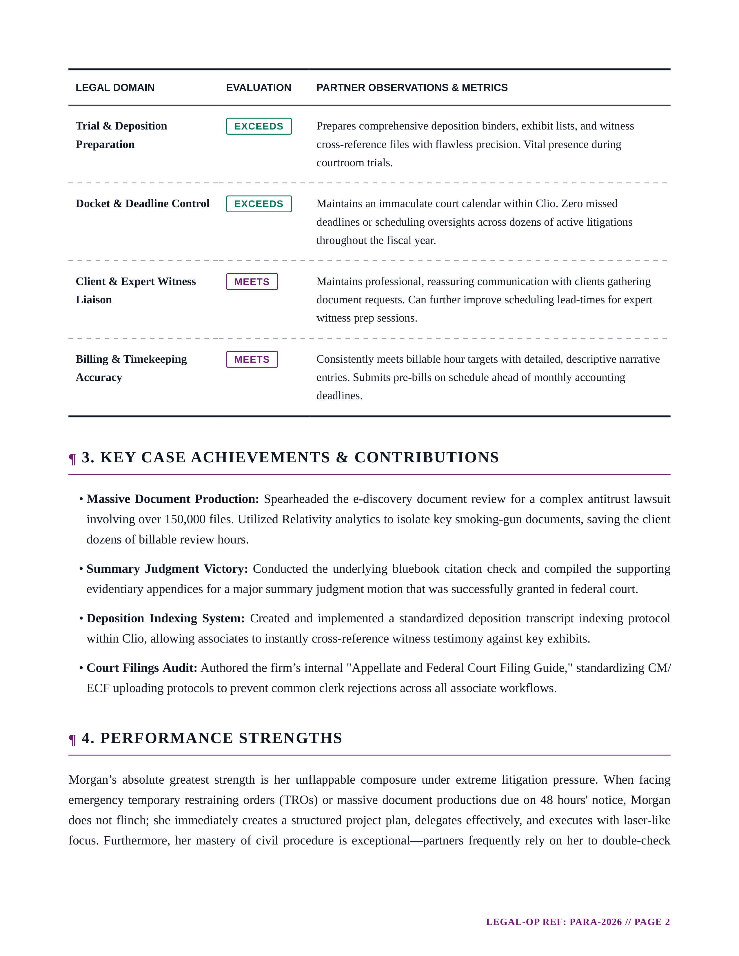 Paralegal Performance Review — page 2