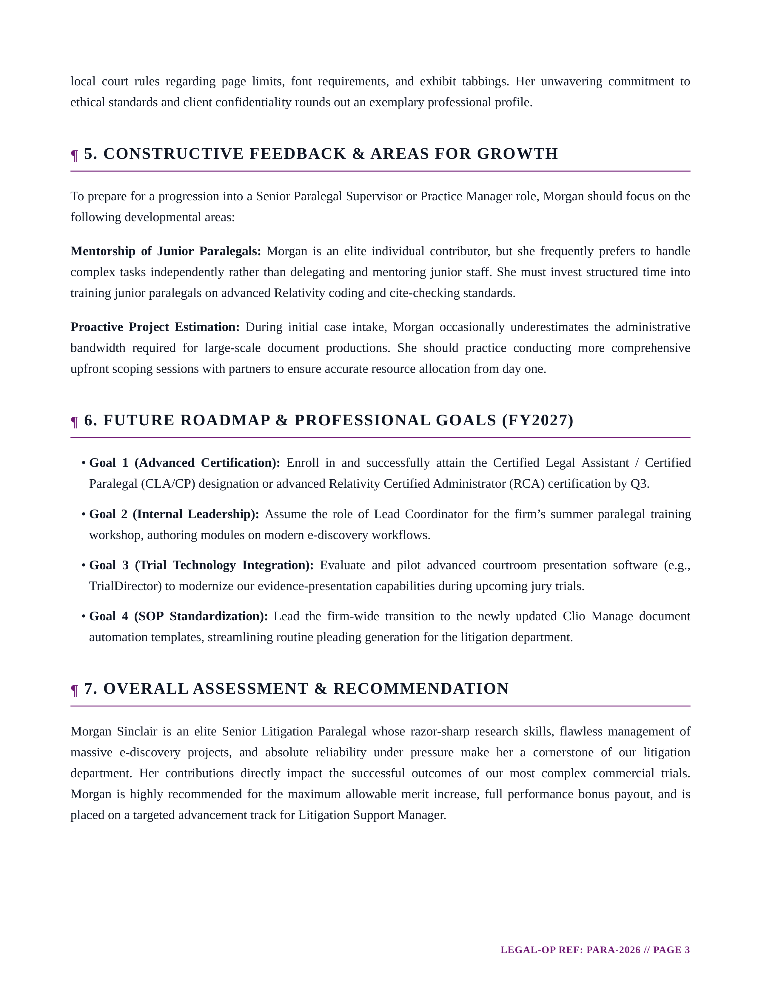 Paralegal Performance Review — page 3