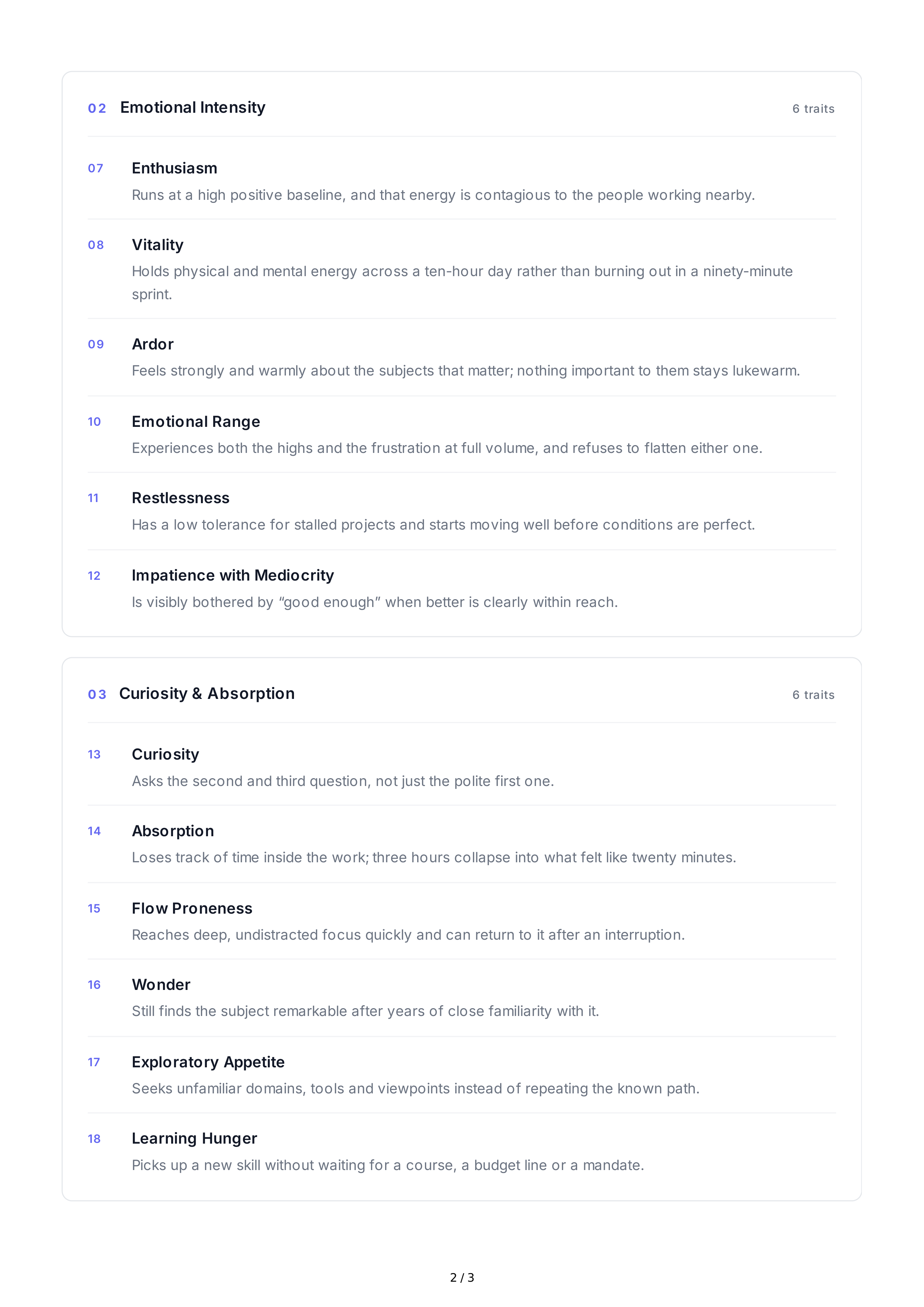 Passion Personality Traits — page 2