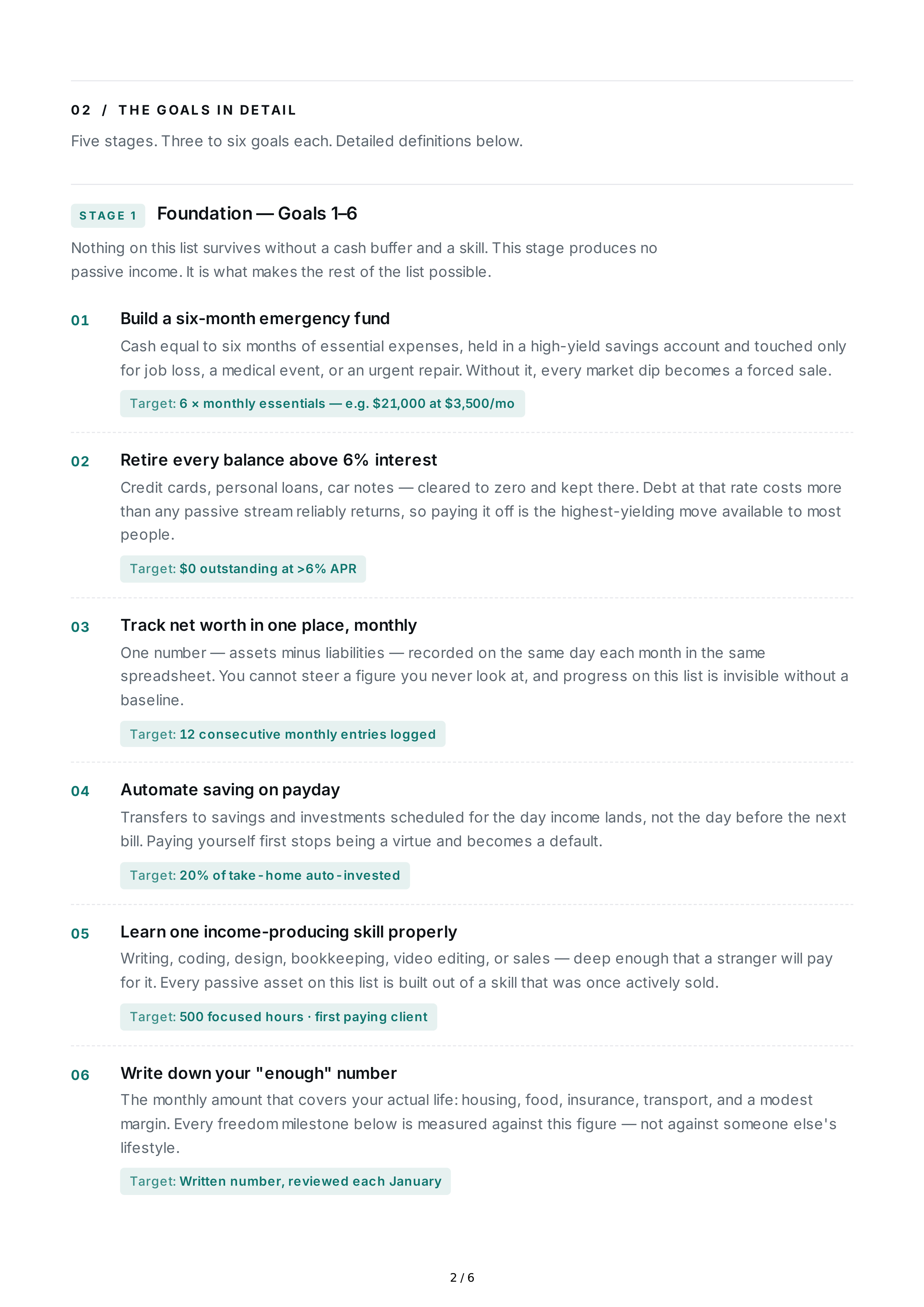 Passive Income Life Goals — page 2
