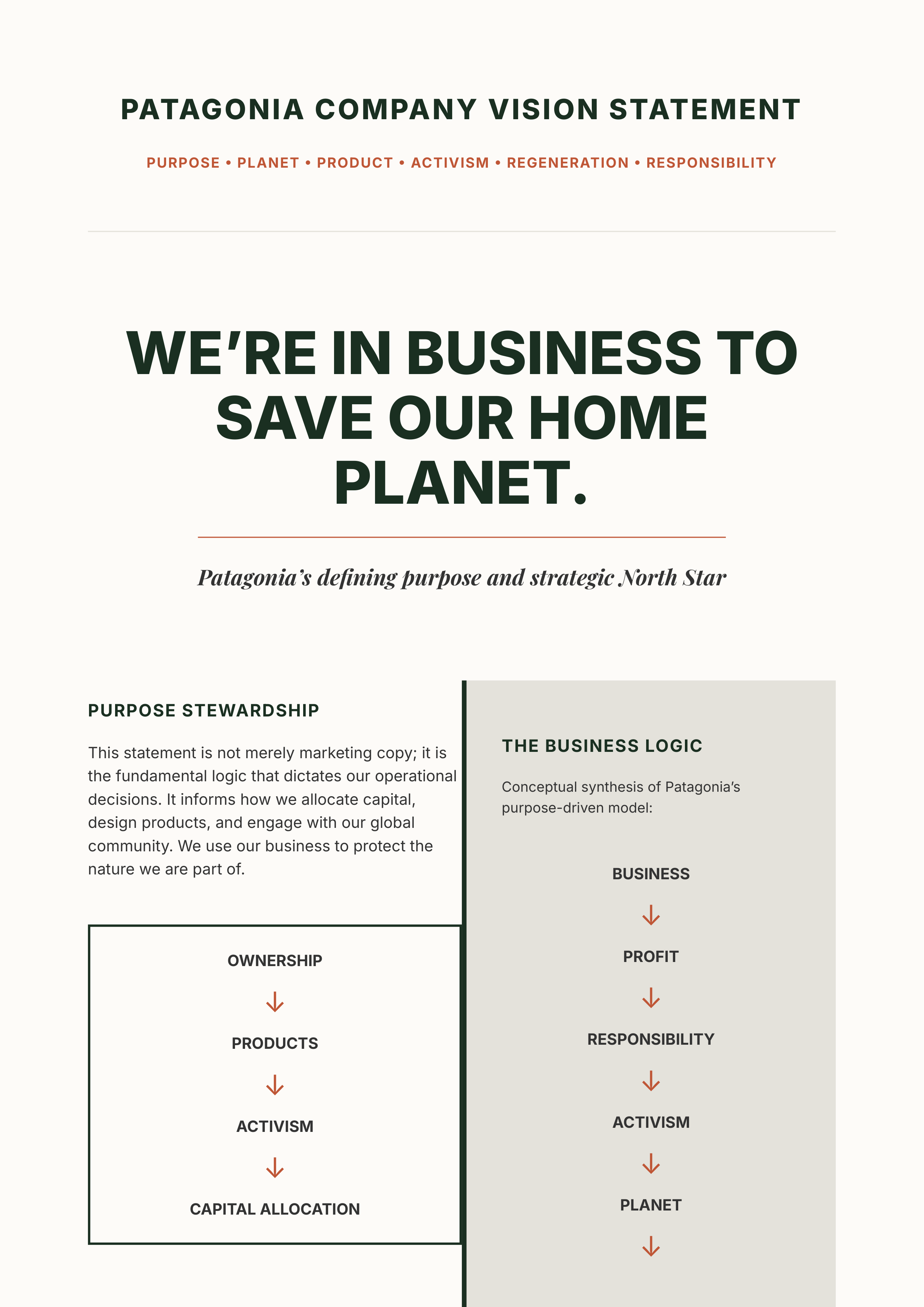 Patagonia Vision Statement — page 1