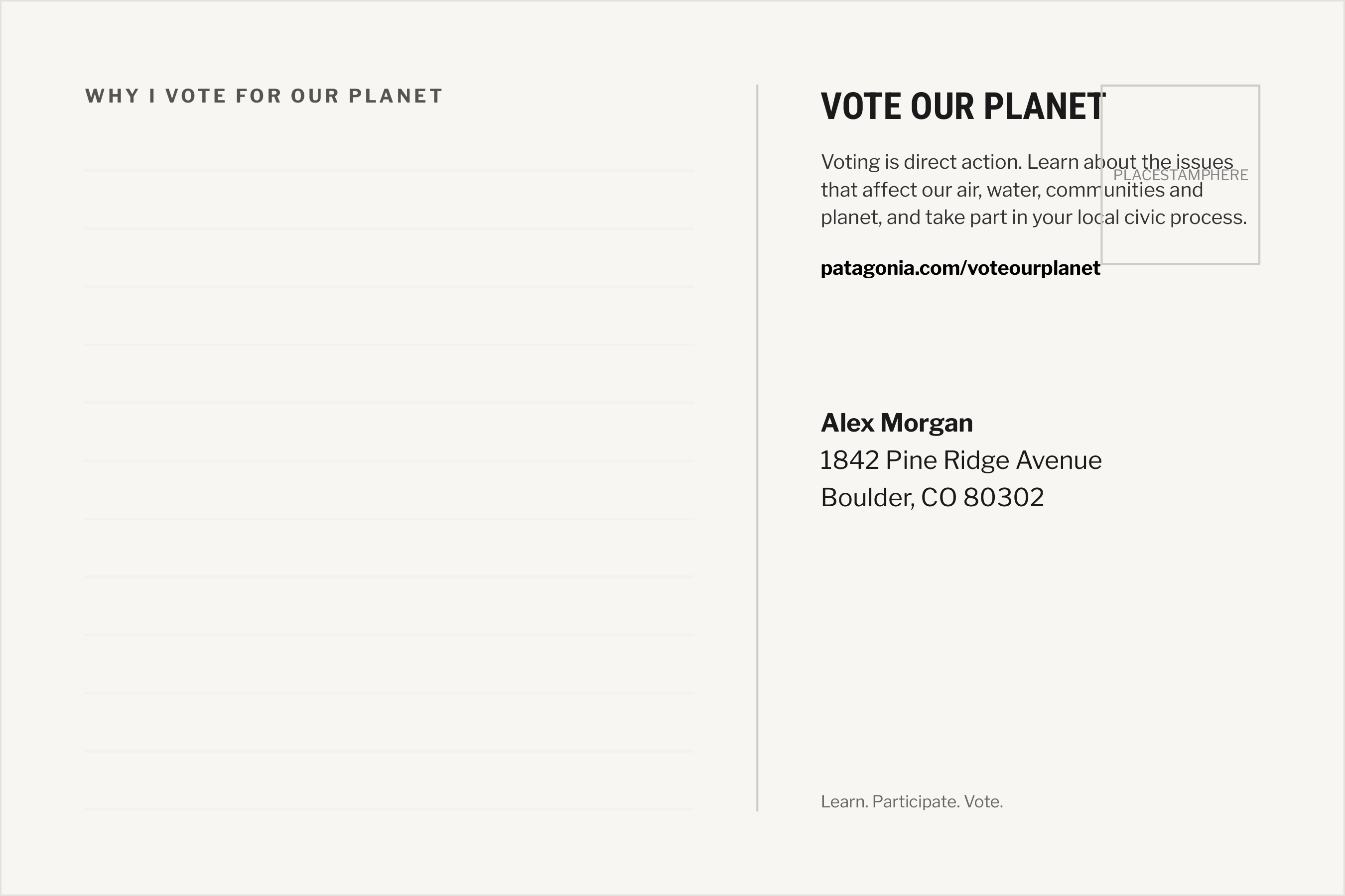 Patagonia Vote Our Planet Activism Postcard — page 2