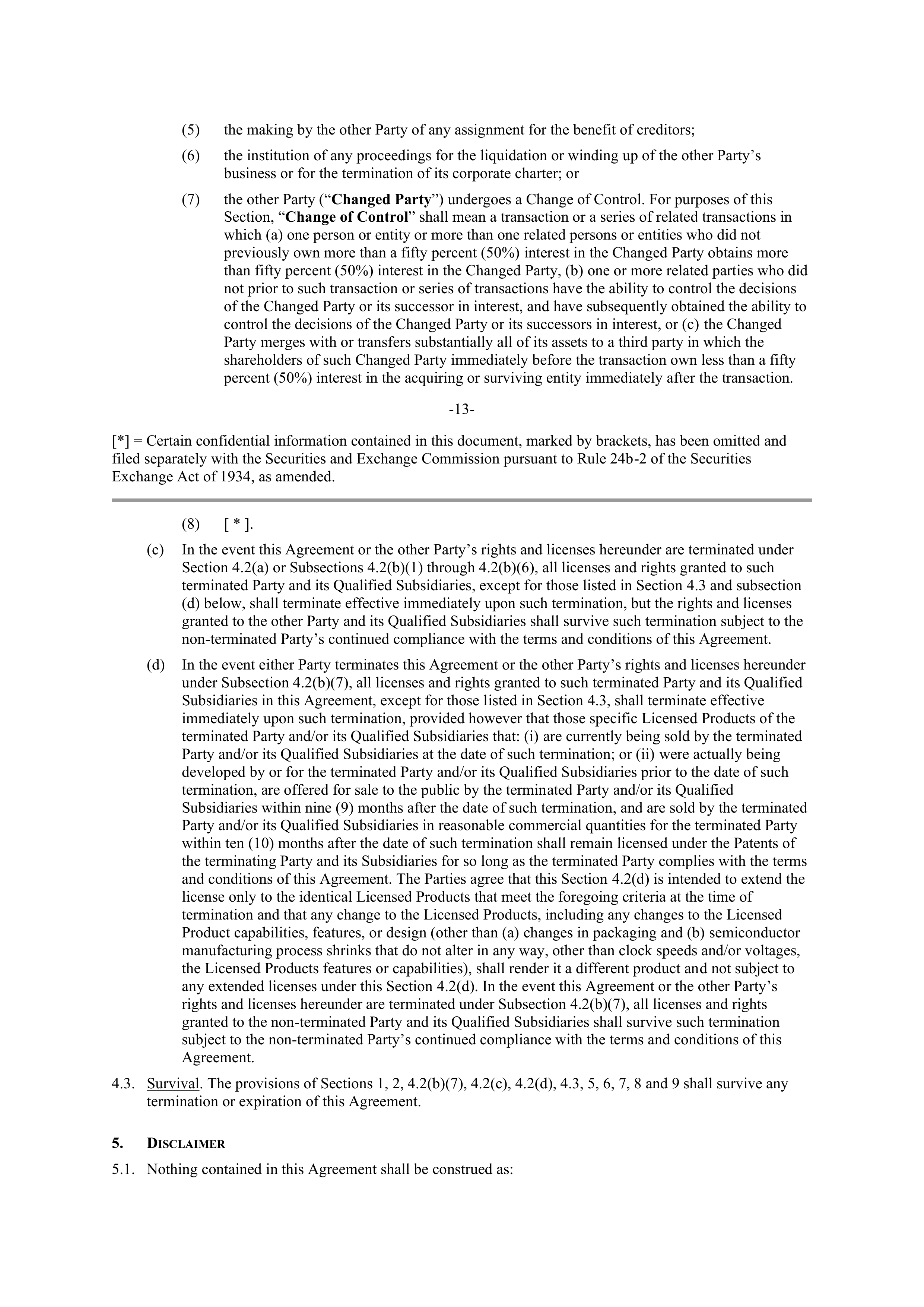NVIDIA and Intel Patent Cross License Agreement — page 10
