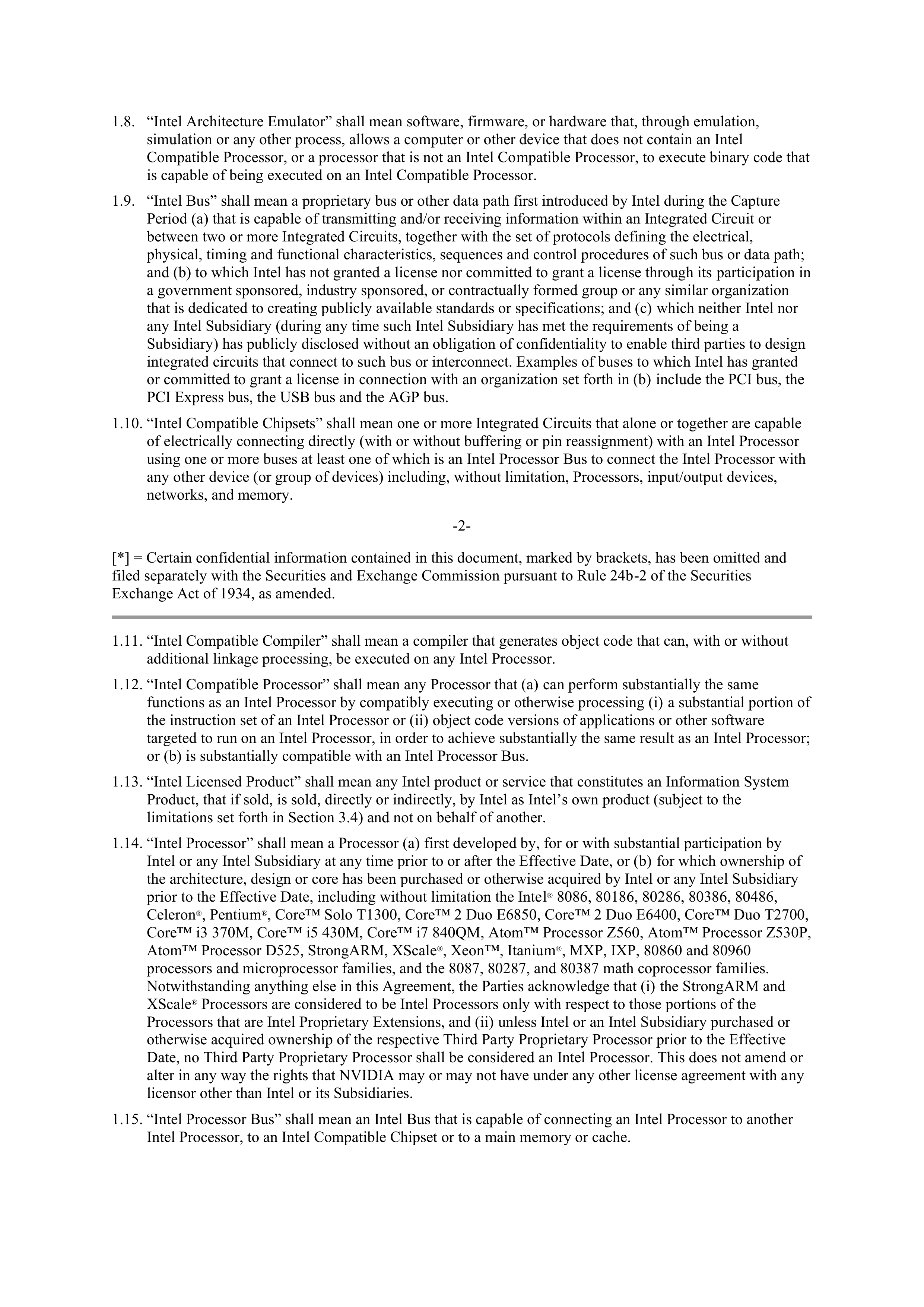 NVIDIA and Intel Patent Cross License Agreement — page 2