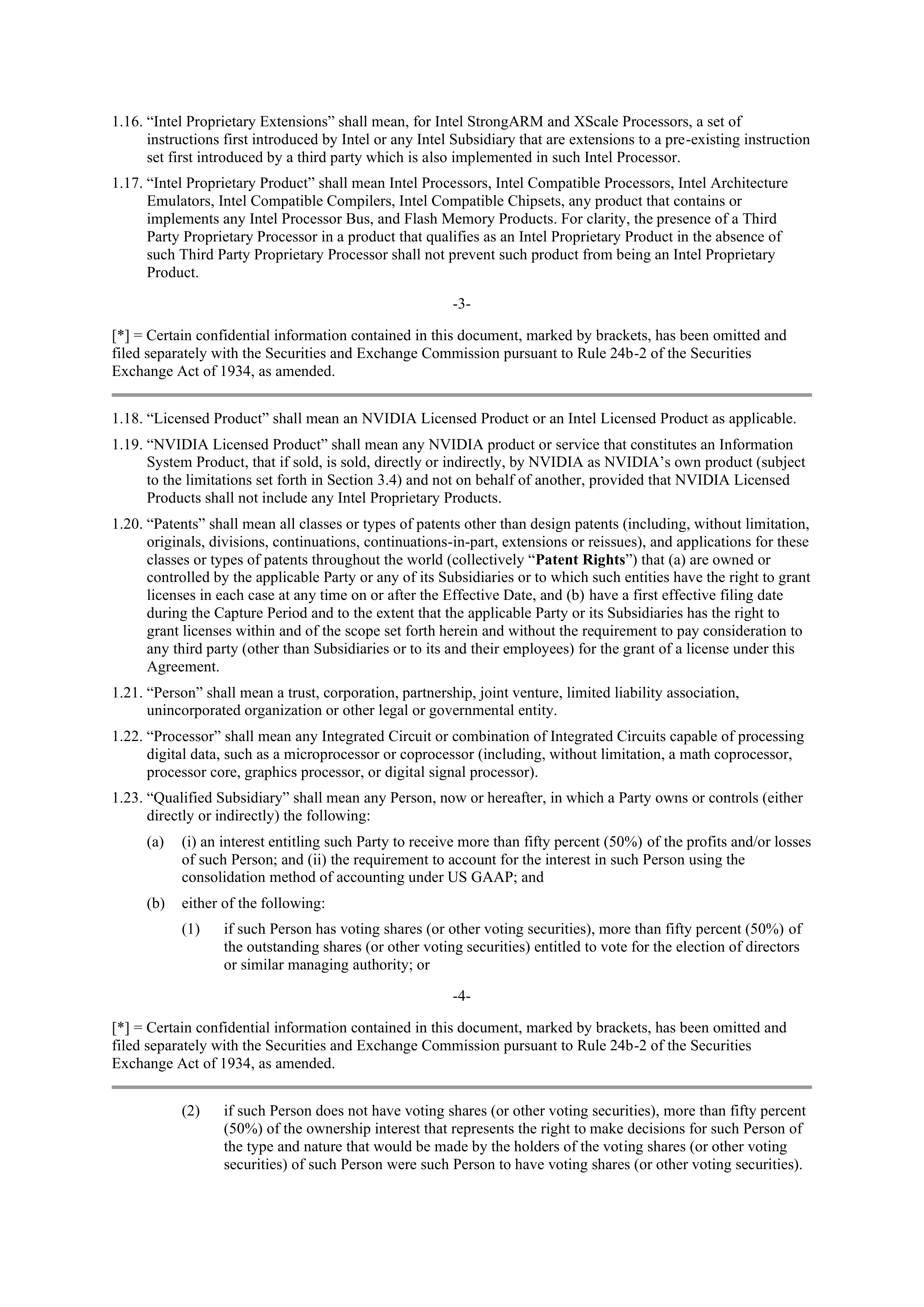 NVIDIA and Intel Patent Cross License Agreement — page 3