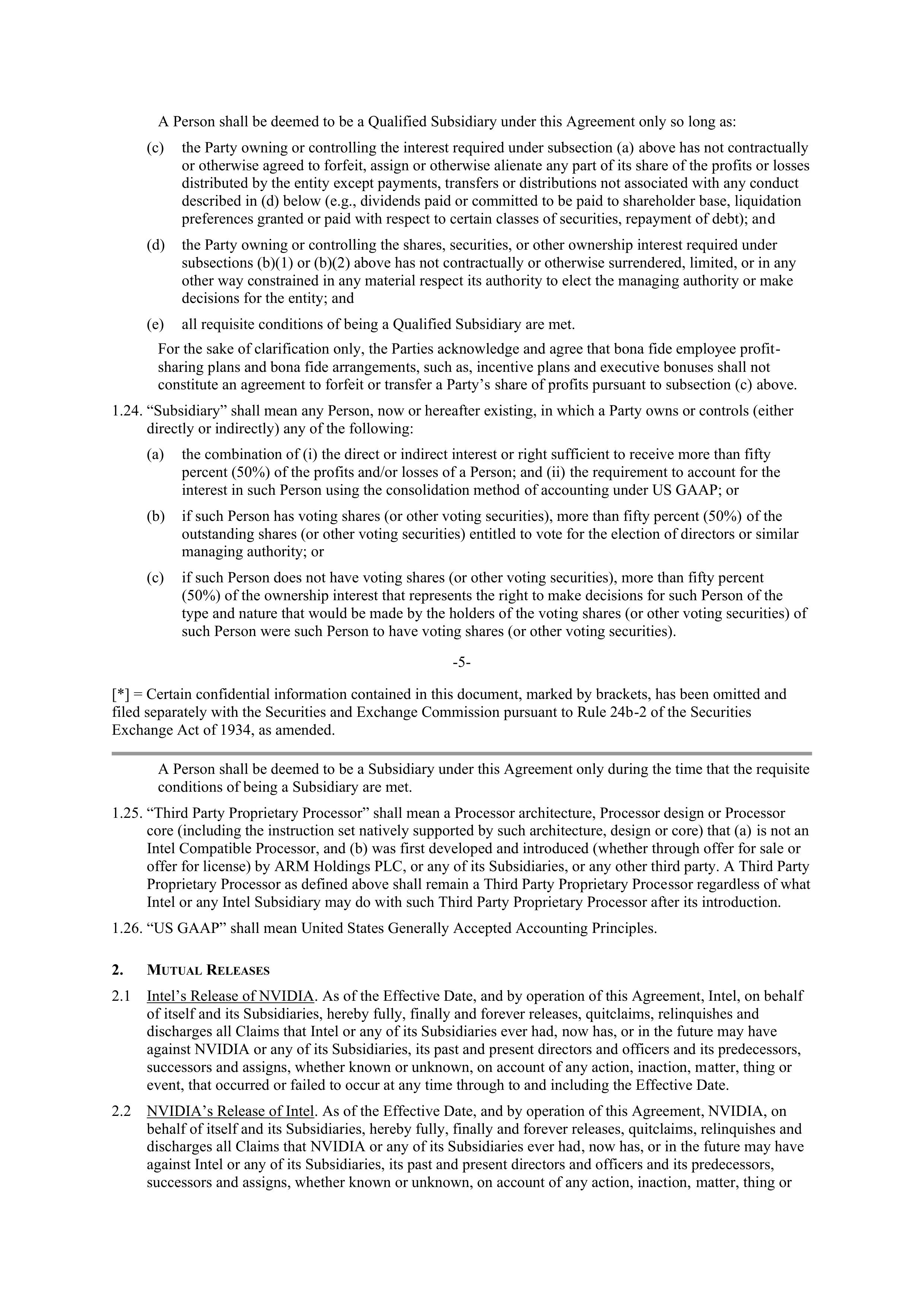 NVIDIA and Intel Patent Cross License Agreement — page 4