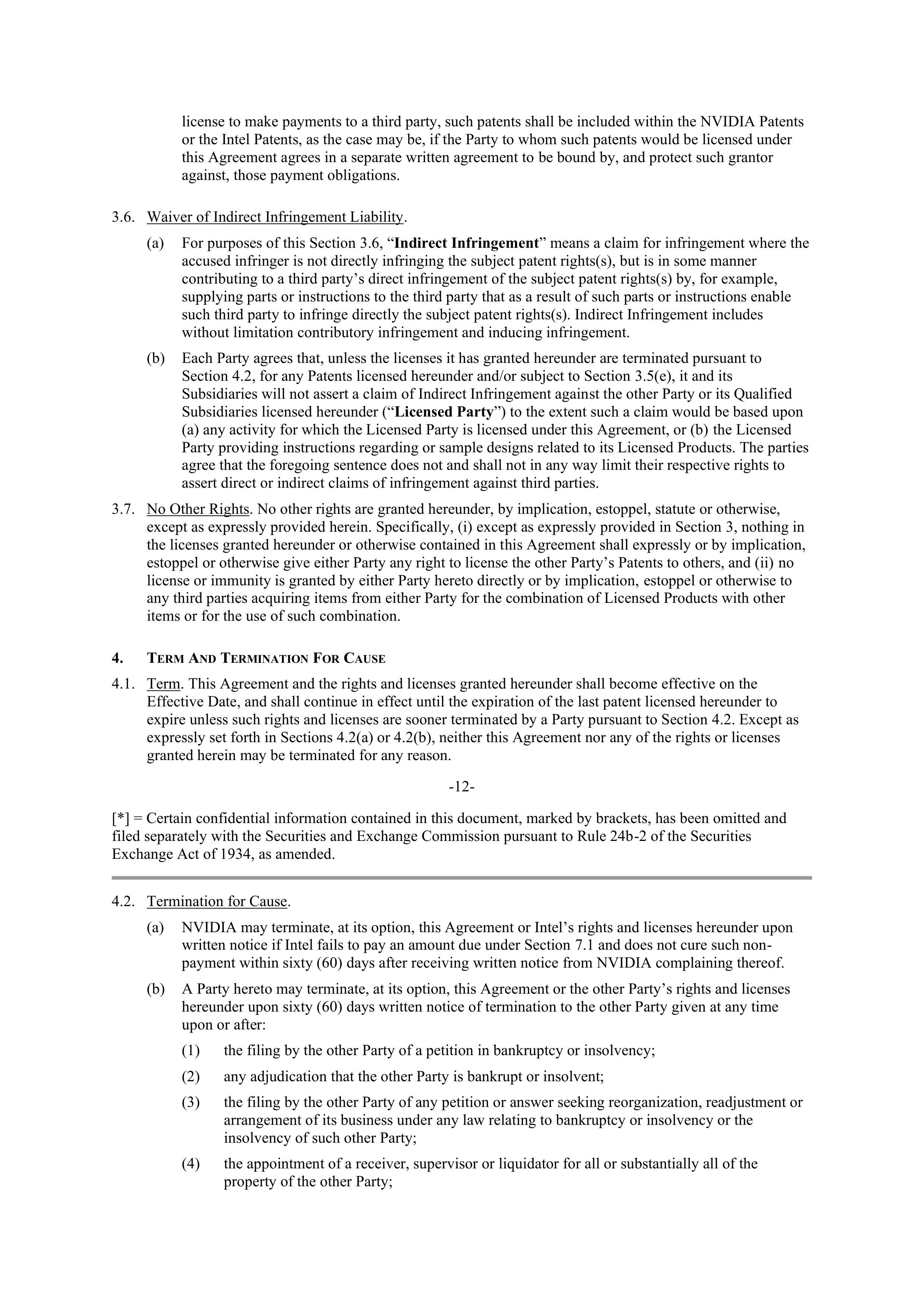 NVIDIA and Intel Patent Cross License Agreement — page 9