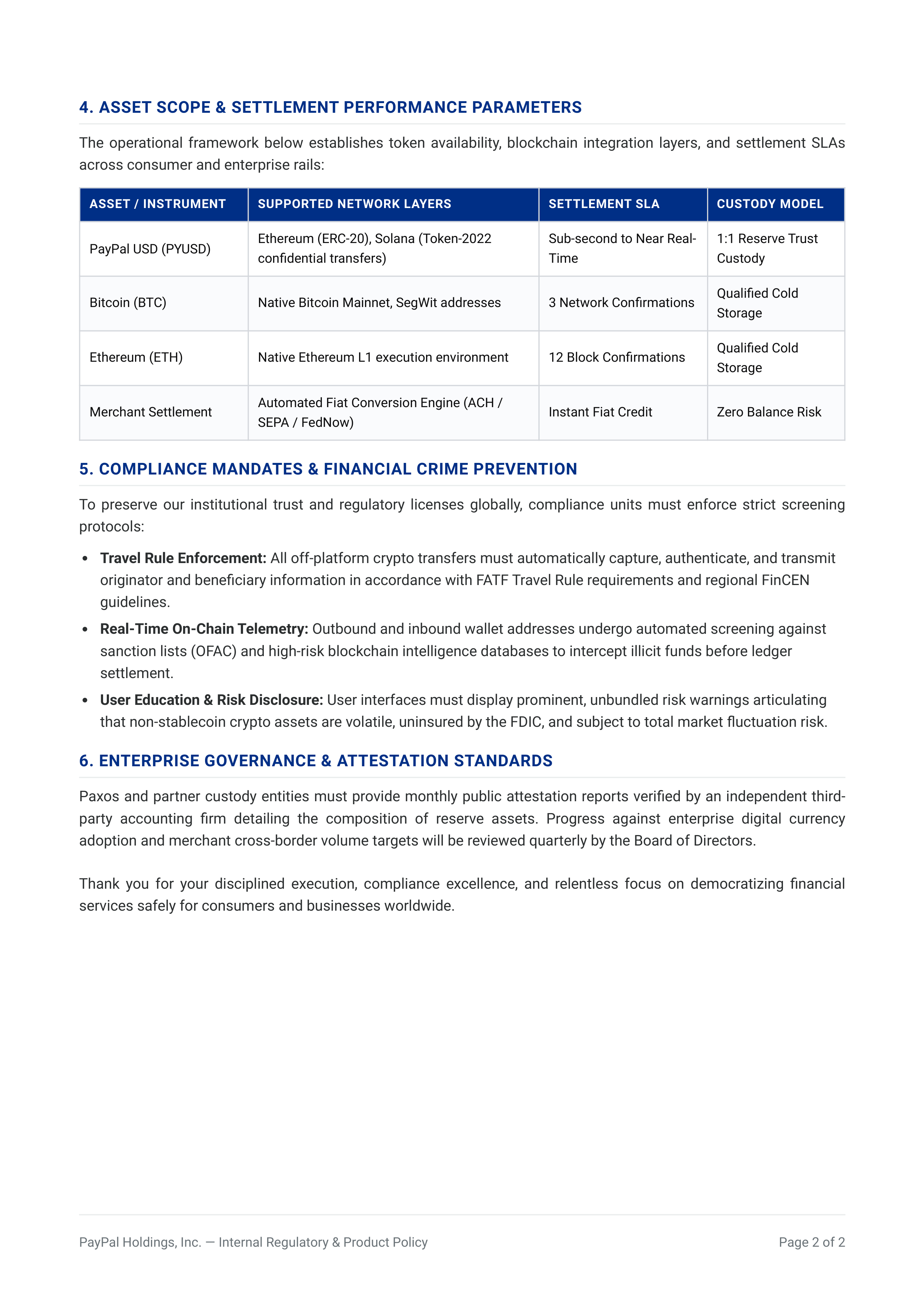 PayPal Cryptocurrency Policy Memo — page 2