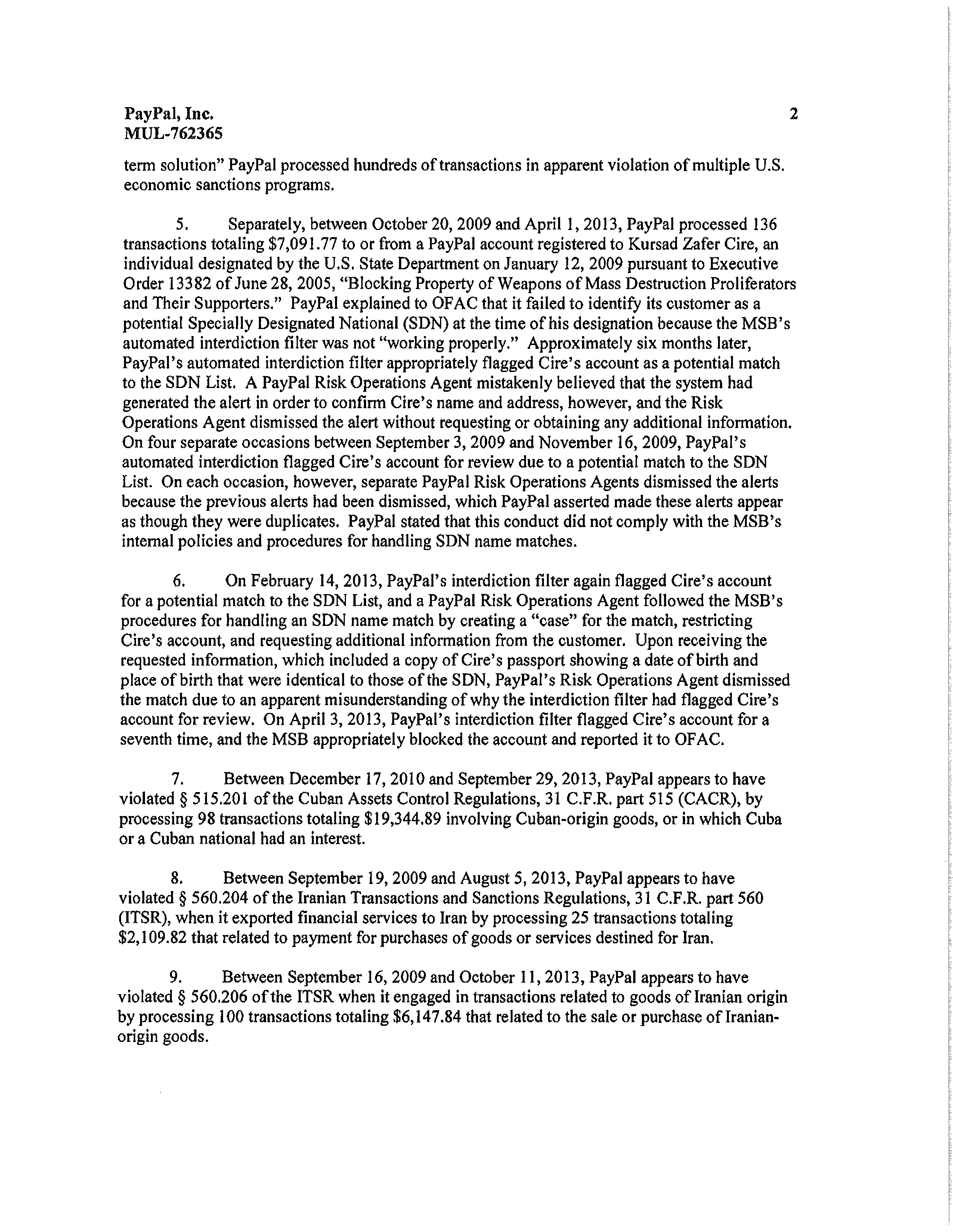 PayPal Settlement Agreement — page 2