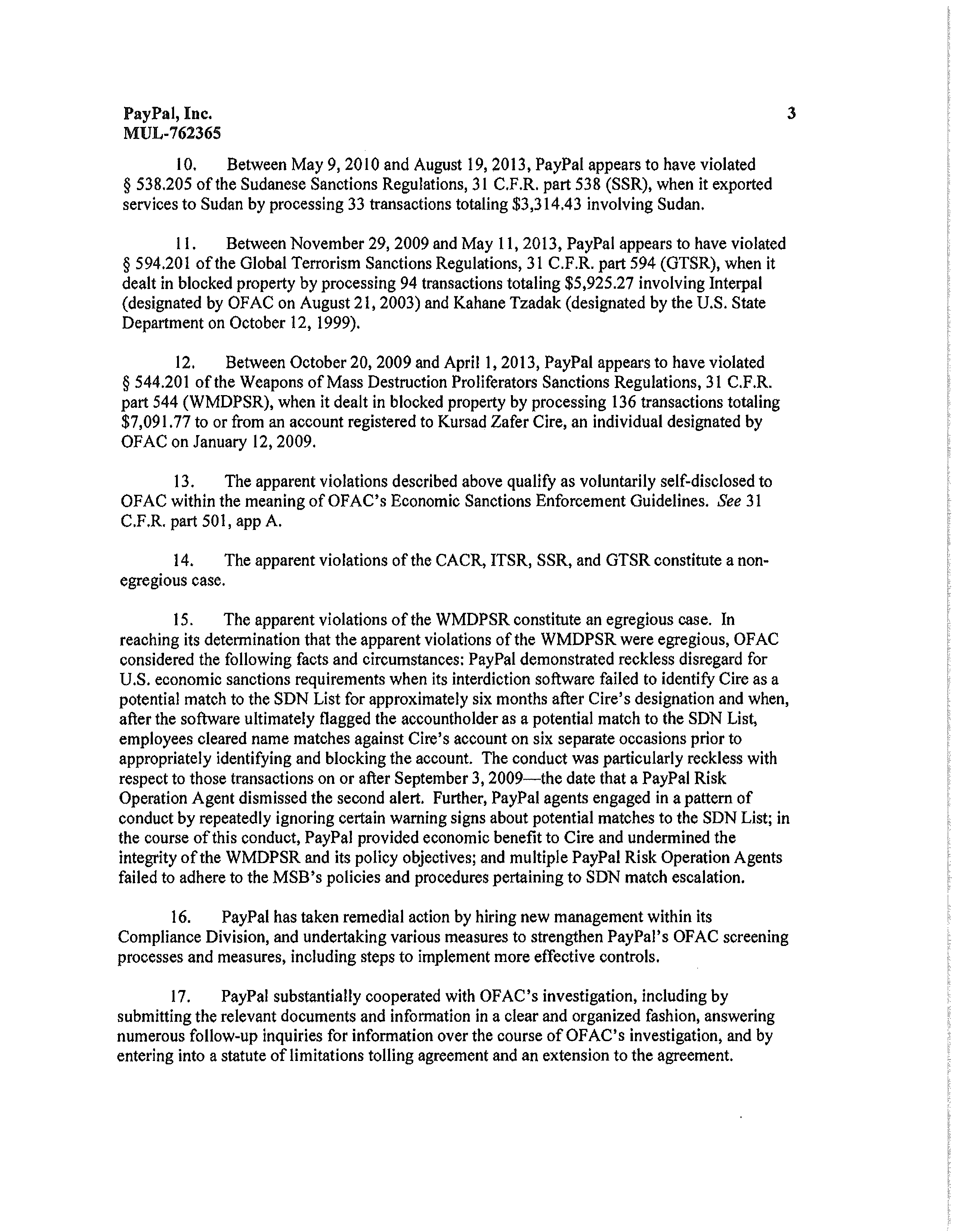 PayPal Settlement Agreement — page 3