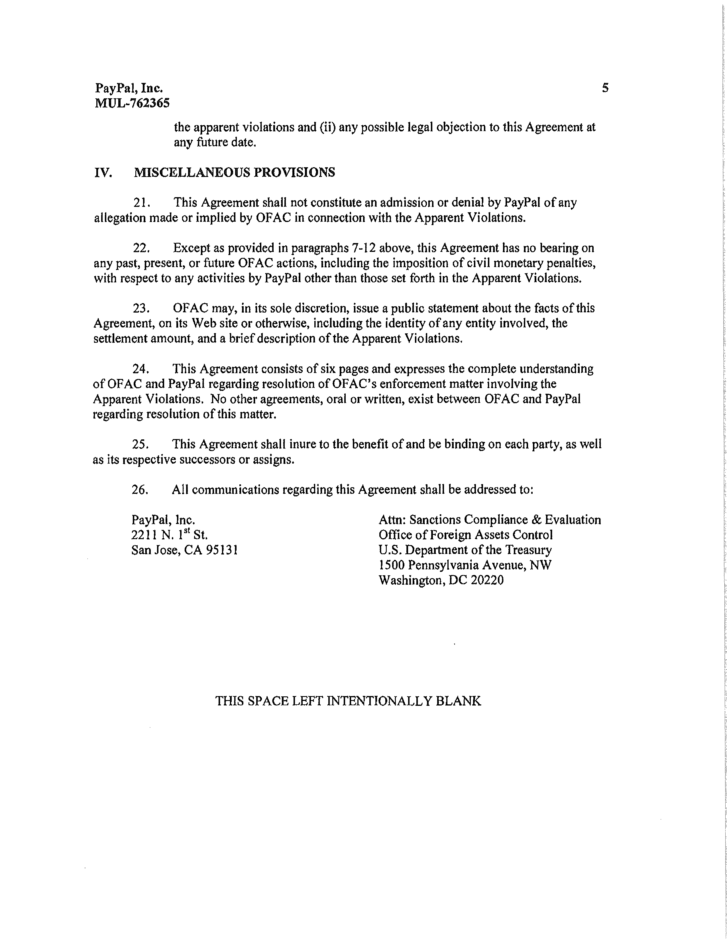 PayPal Settlement Agreement — page 5