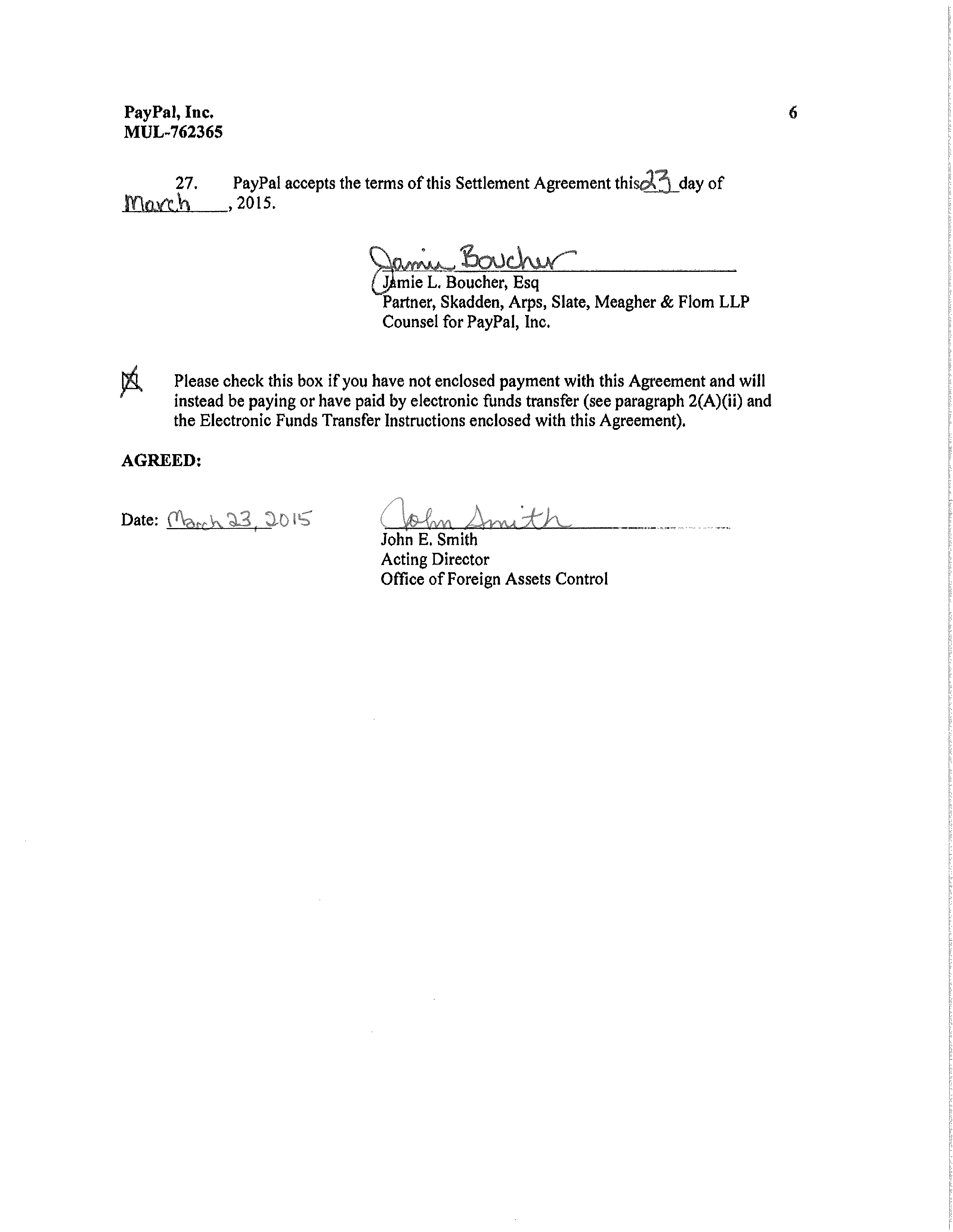 PayPal Settlement Agreement — page 6