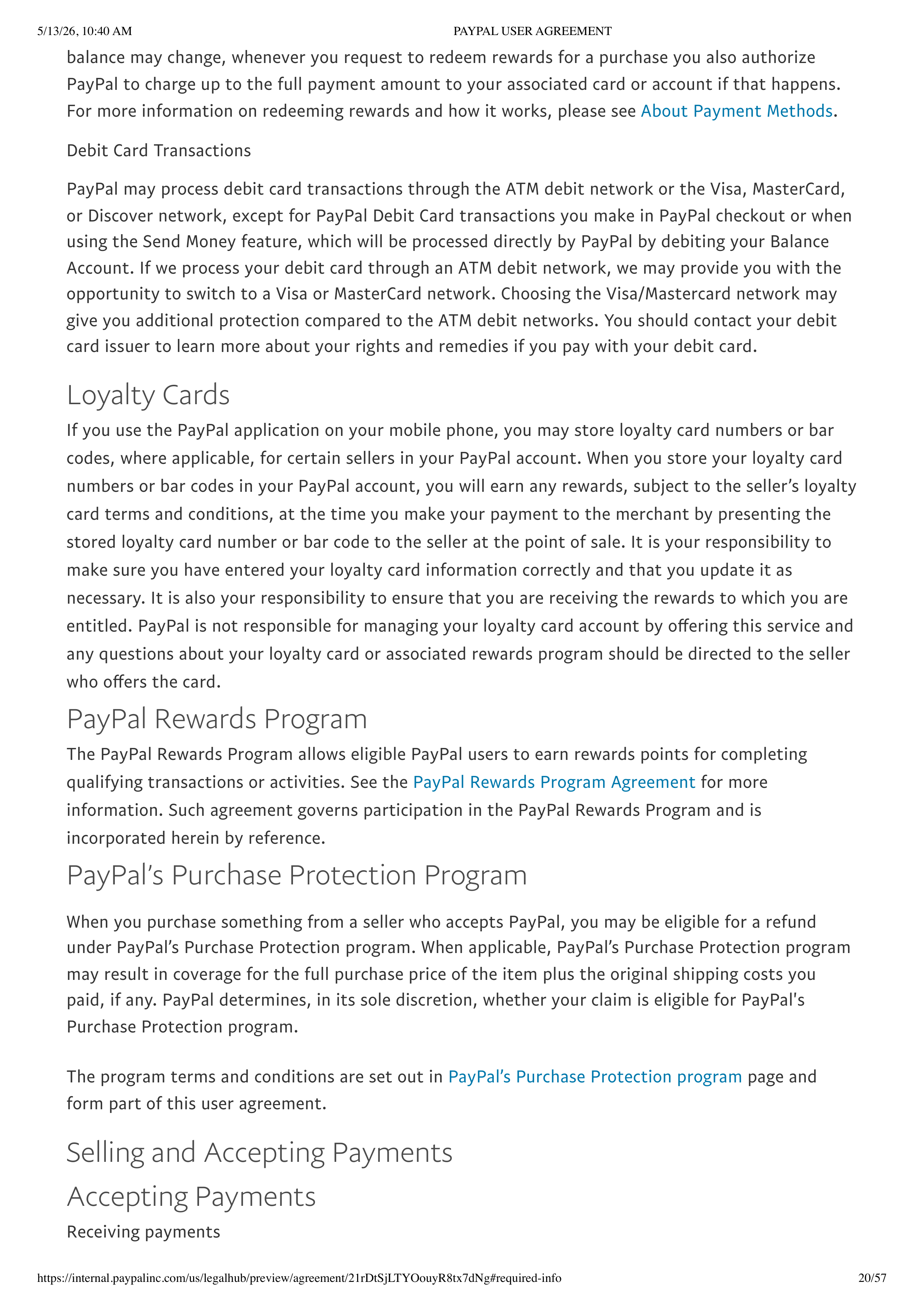 PayPal User Agreement — page 20