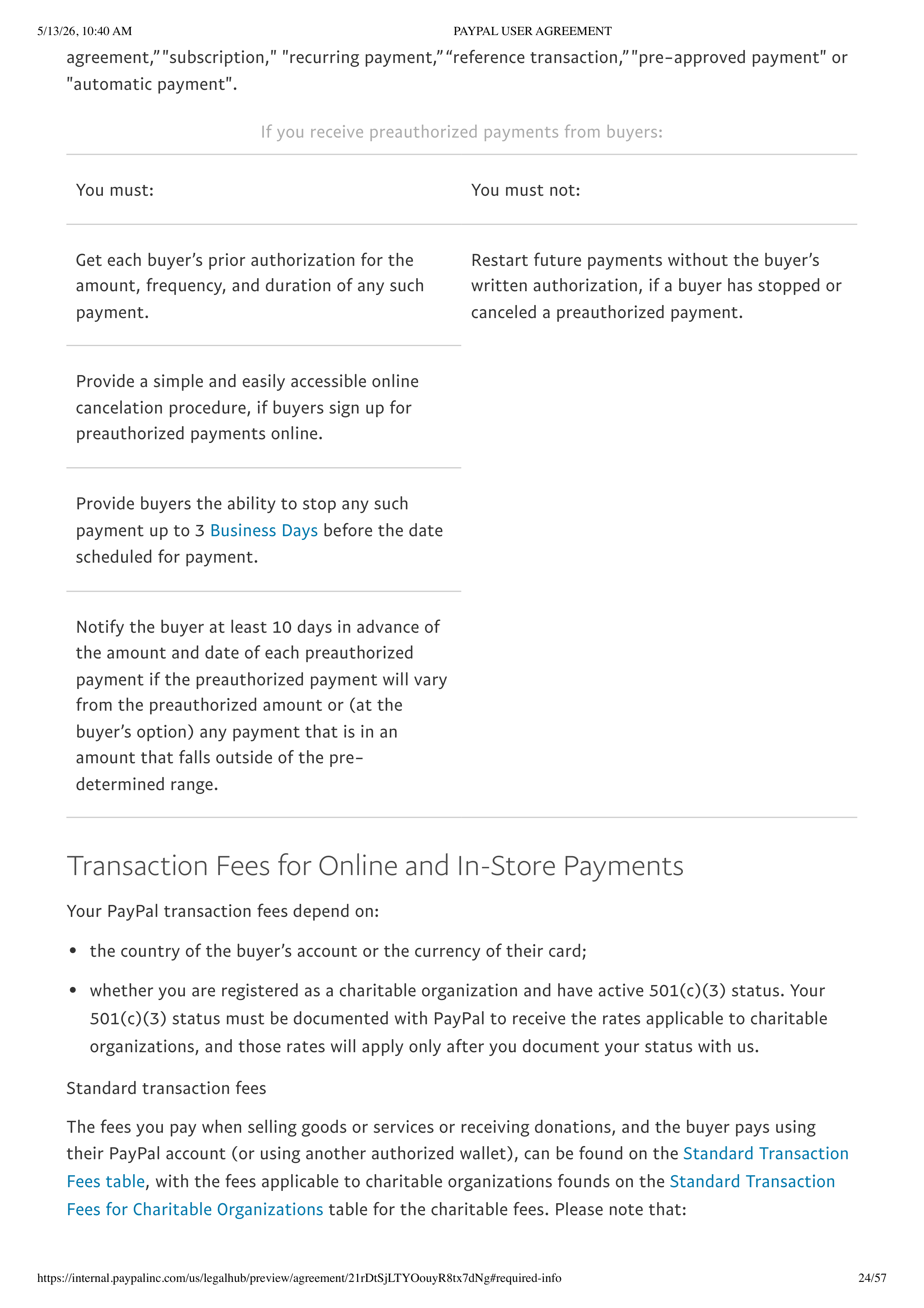 PayPal User Agreement — page 24