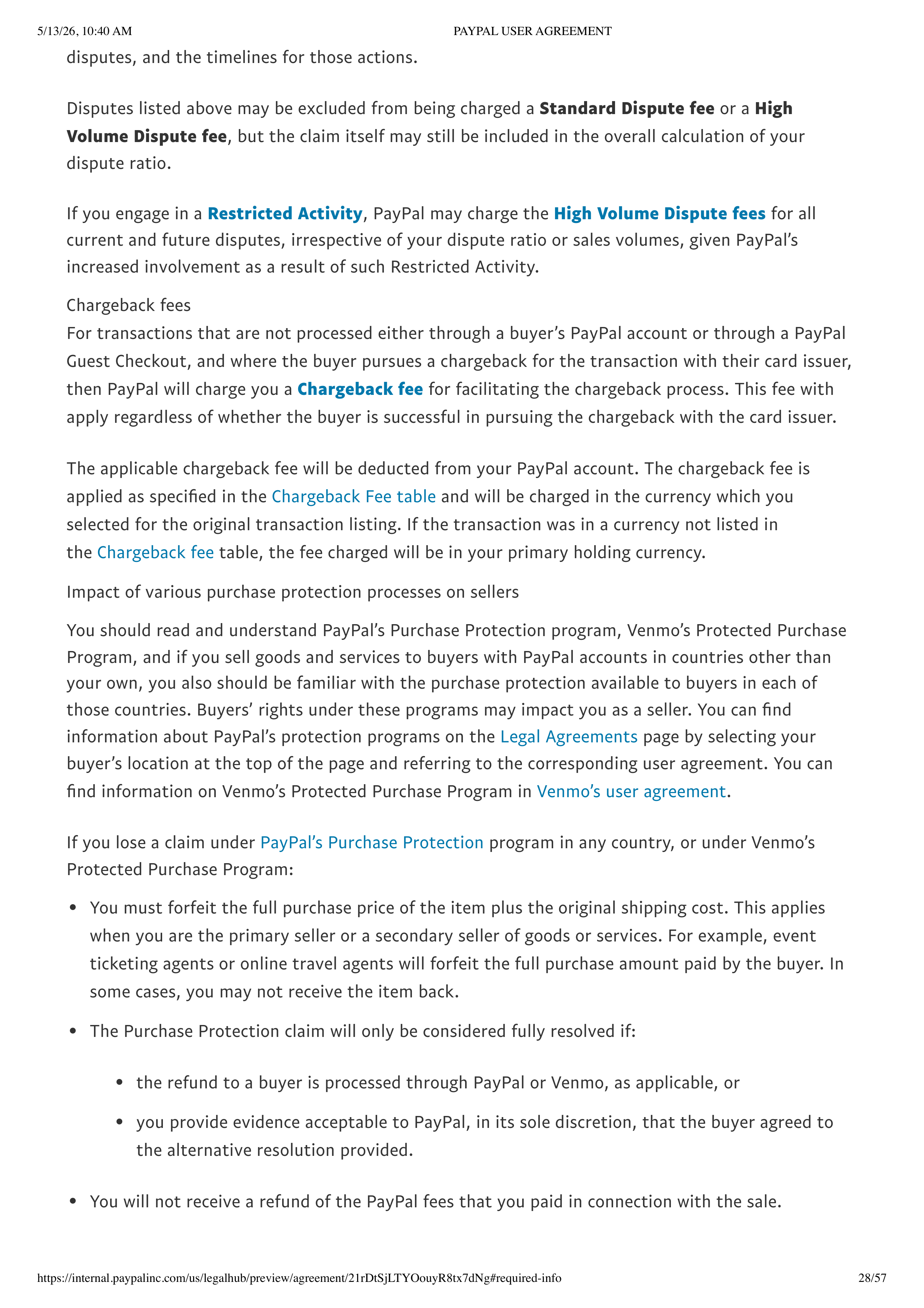 PayPal User Agreement — page 28