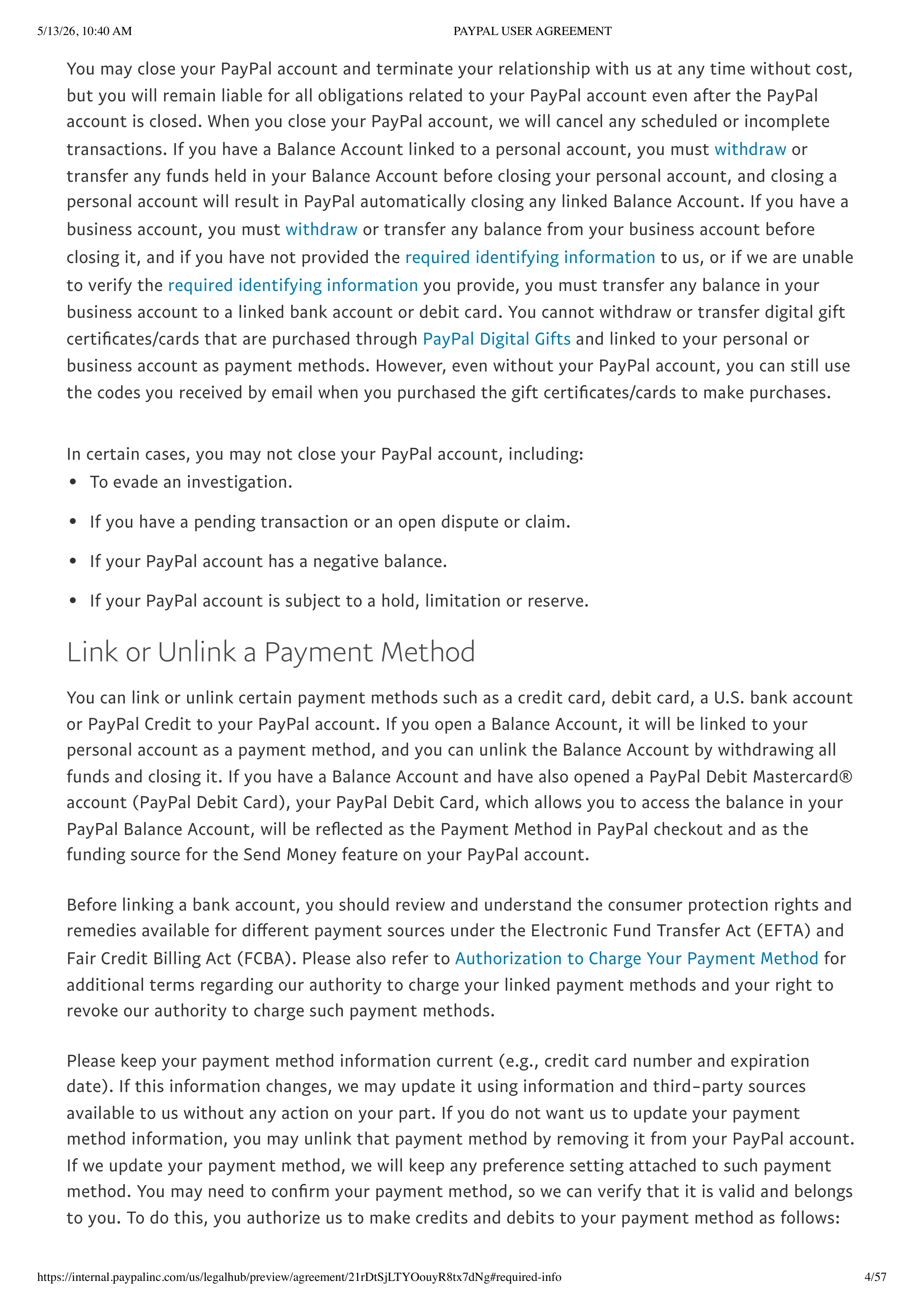 PayPal User Agreement — page 4