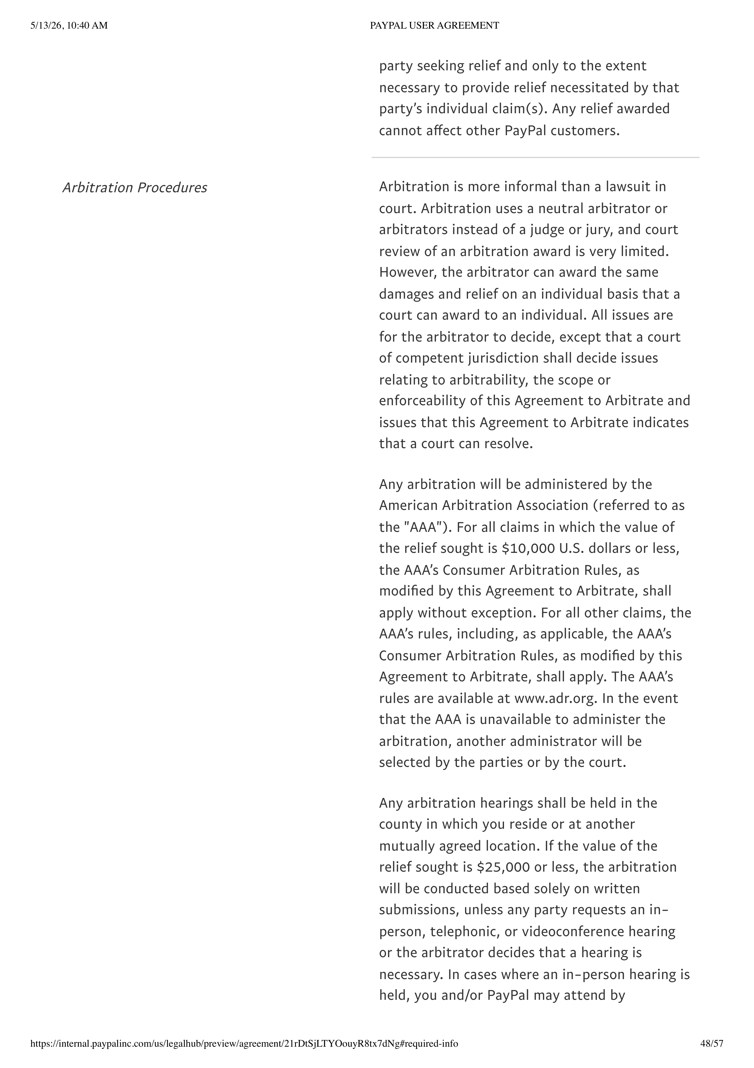 PayPal User Agreement — page 48