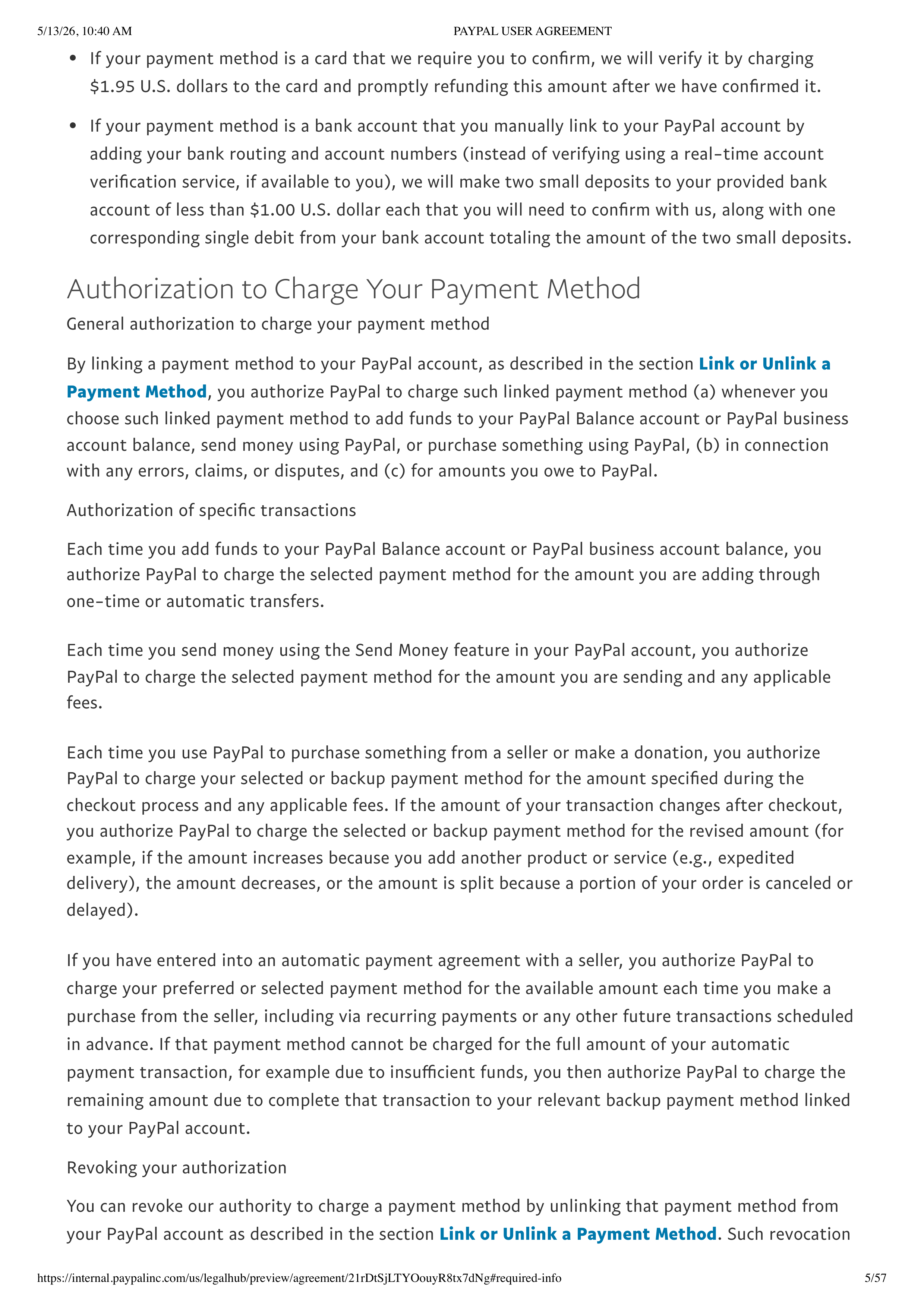 PayPal User Agreement — page 5