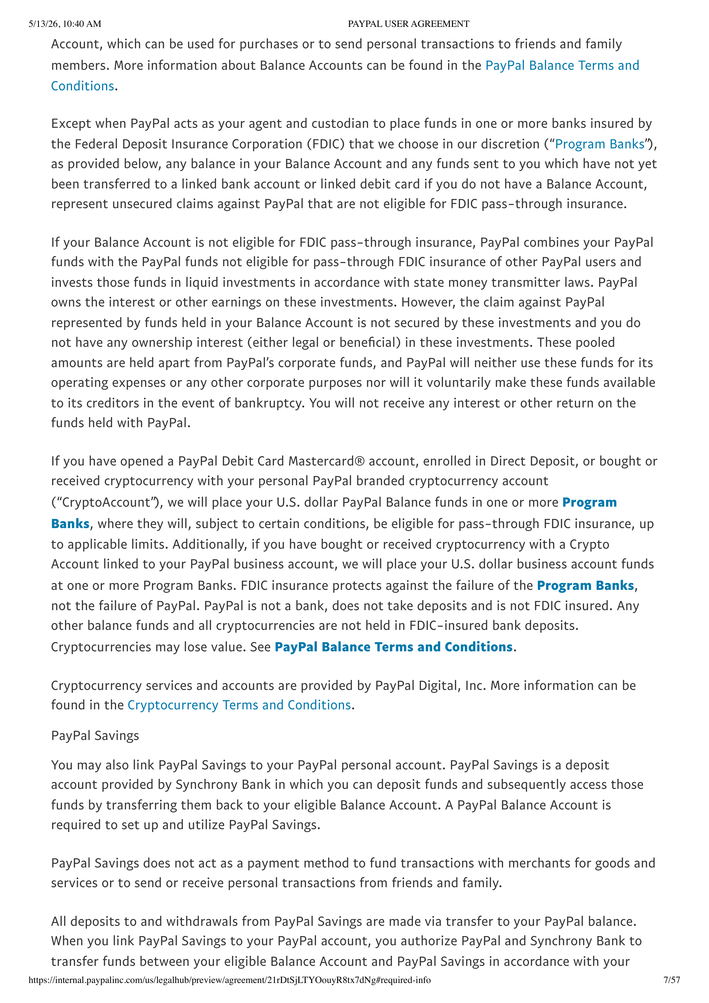 PayPal User Agreement — page 7