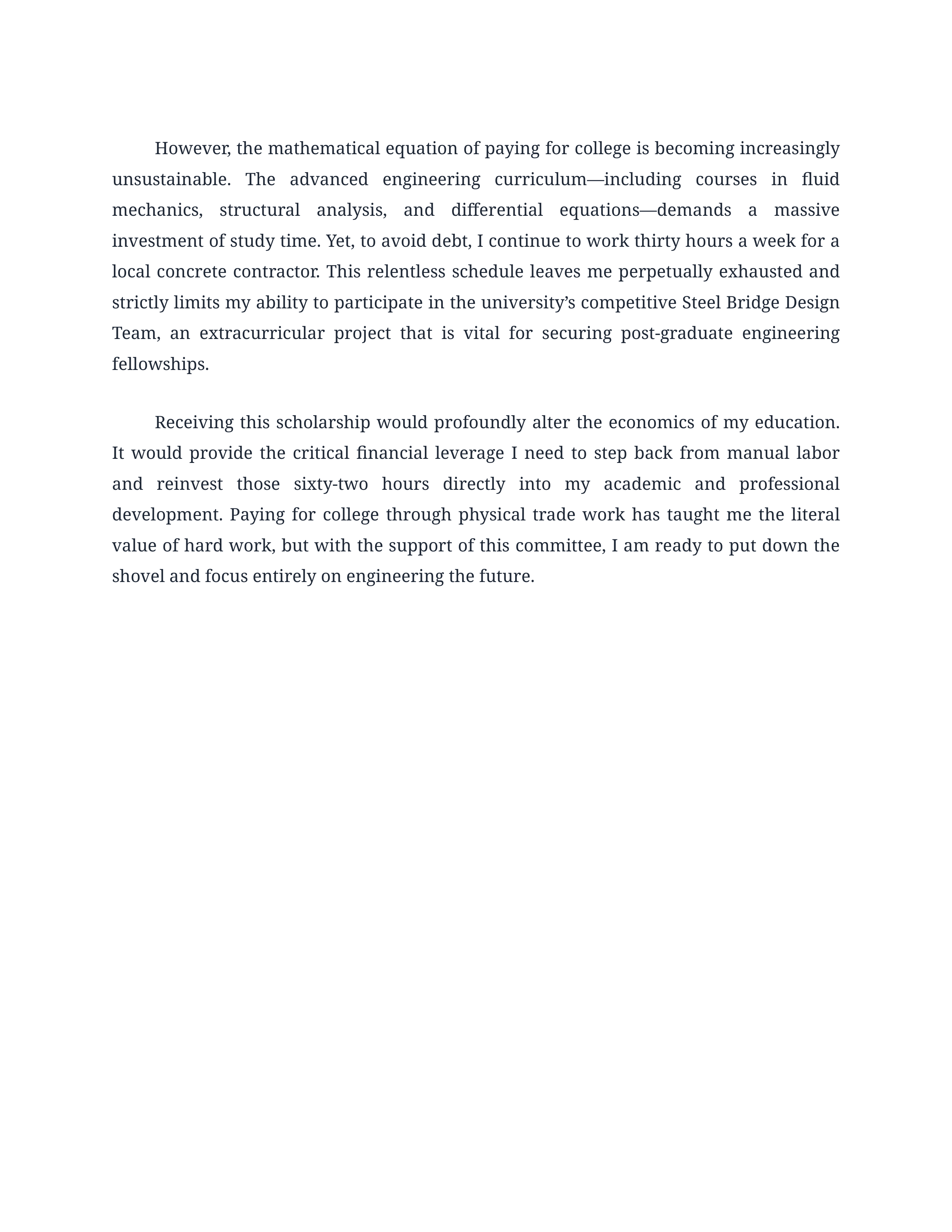 Paying for College Scholarship Essay — page 2