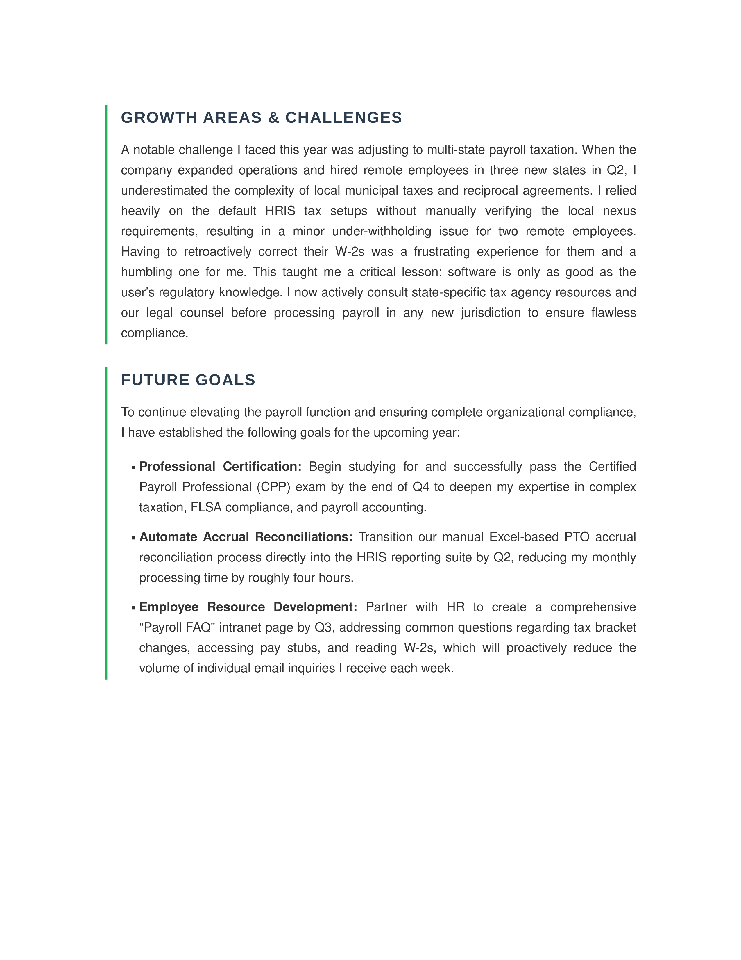 Payroll Specialist Self Performance Review — page 2