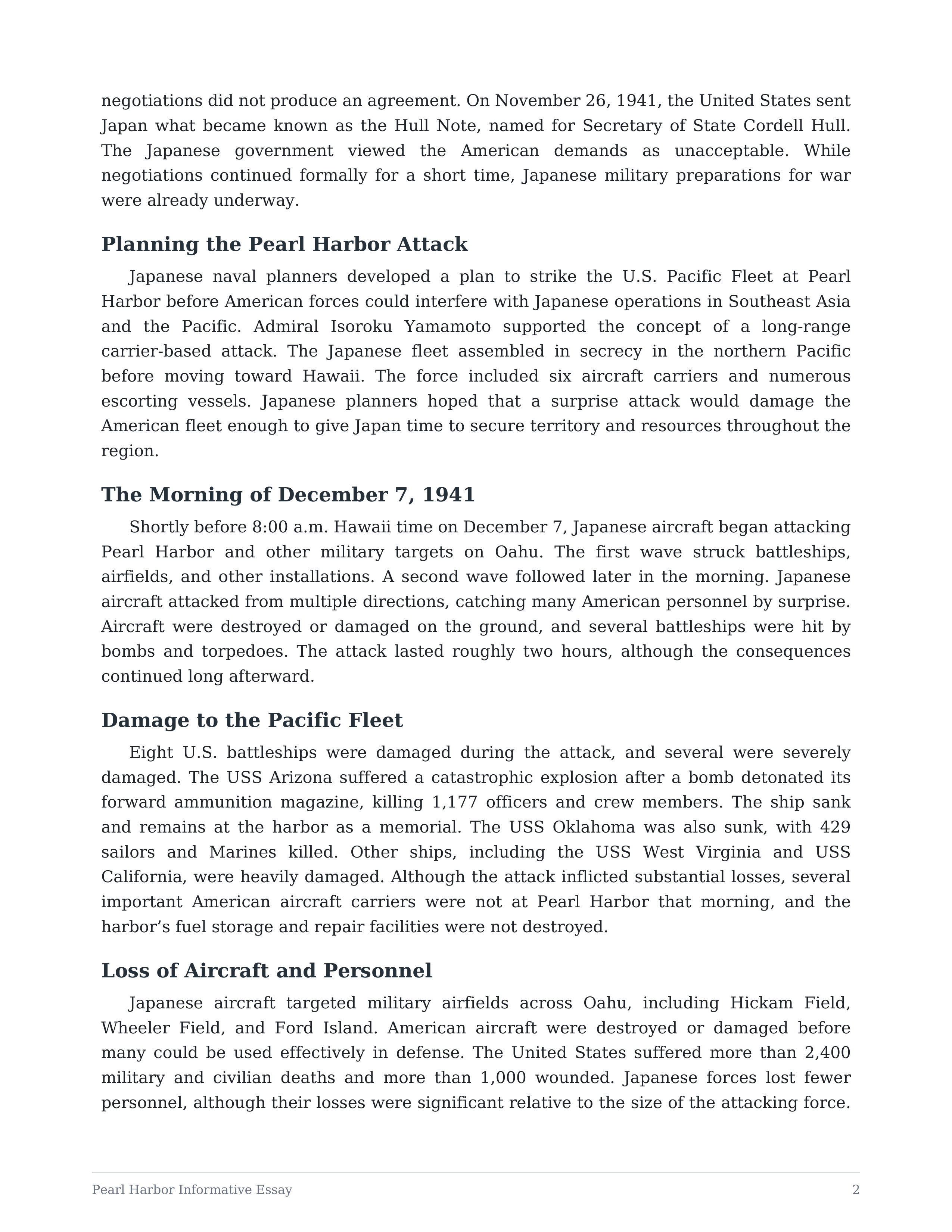Pearl Harbor Informative Essay — page 2