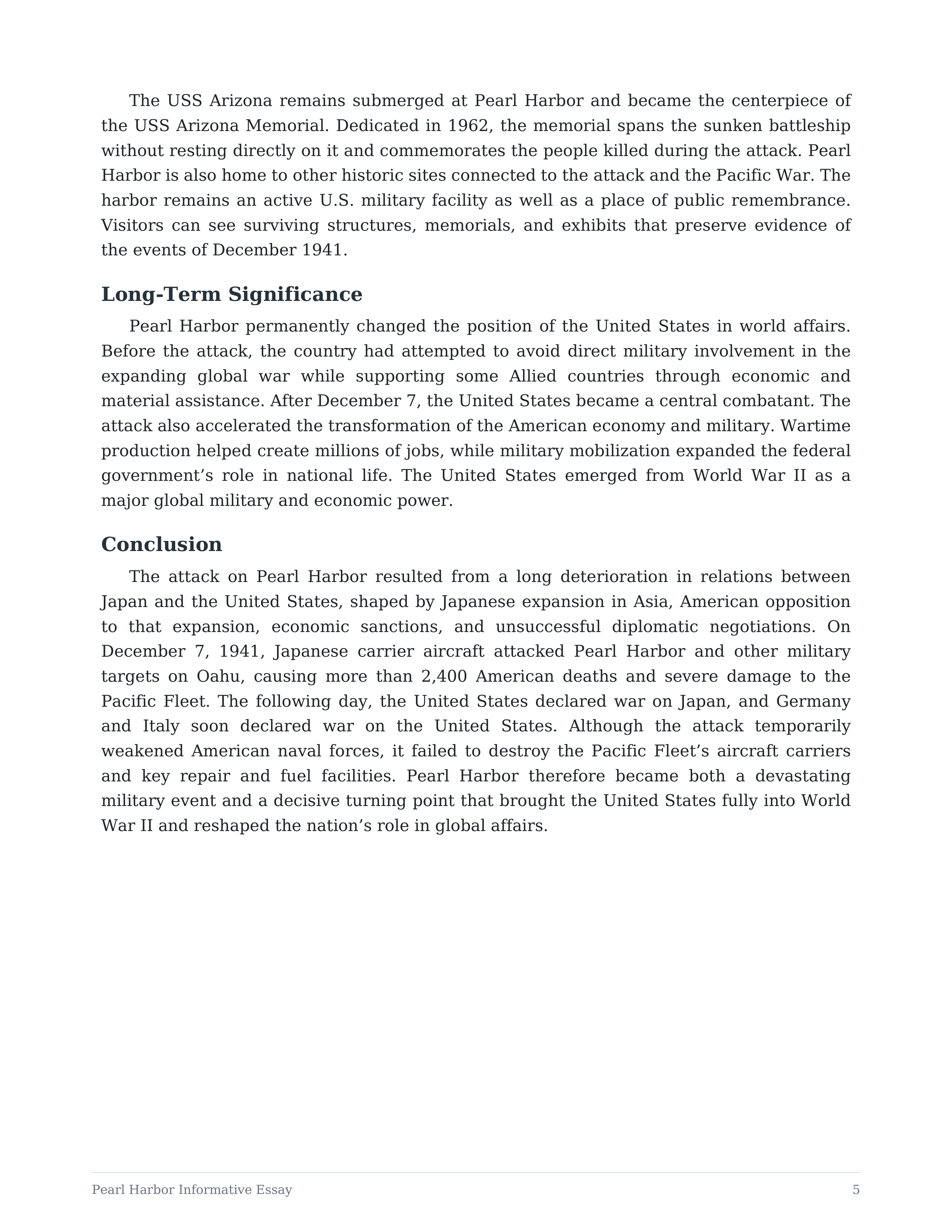 Pearl Harbor Informative Essay — page 5