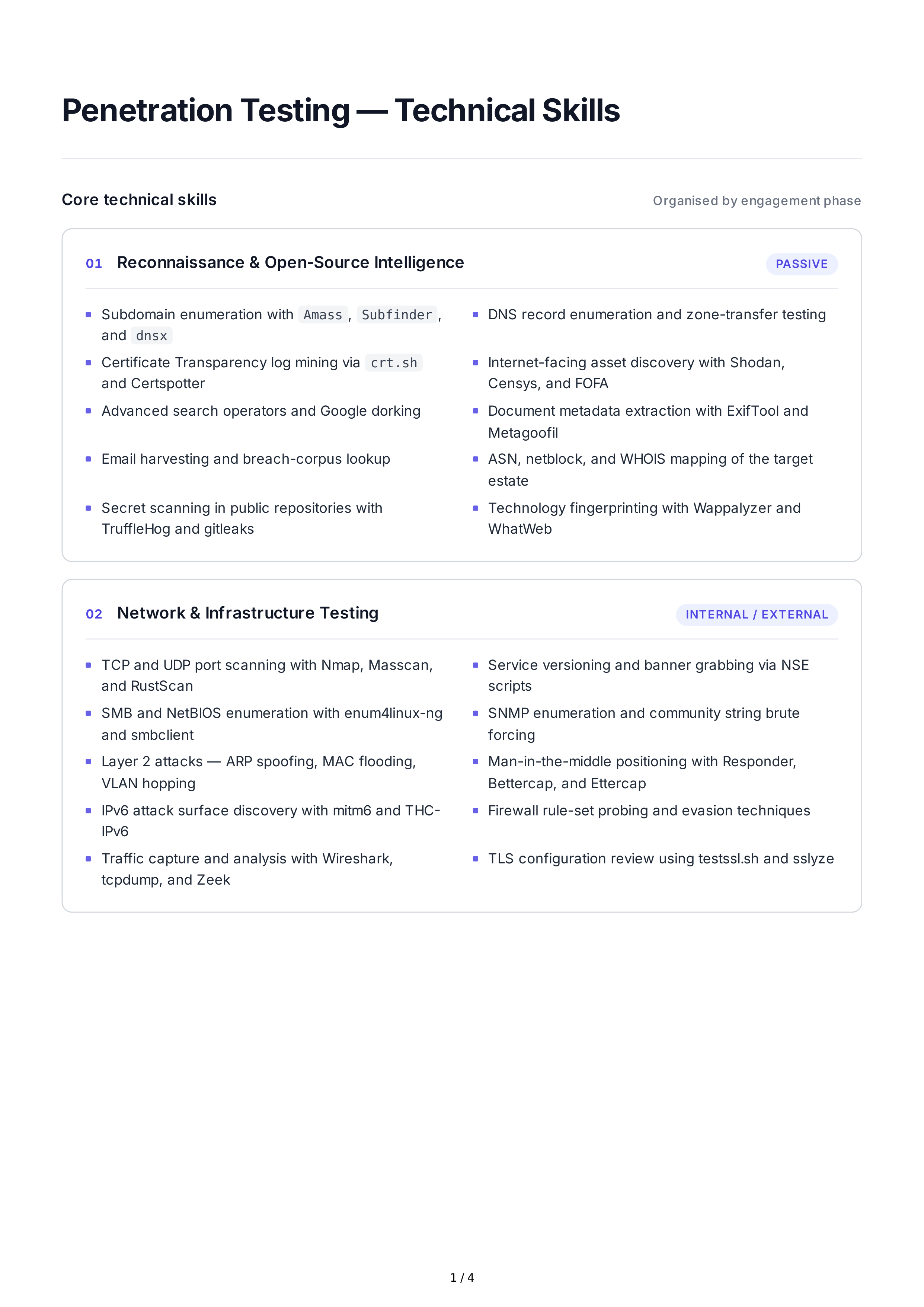 Penetration Testing Technical Skills — page 1