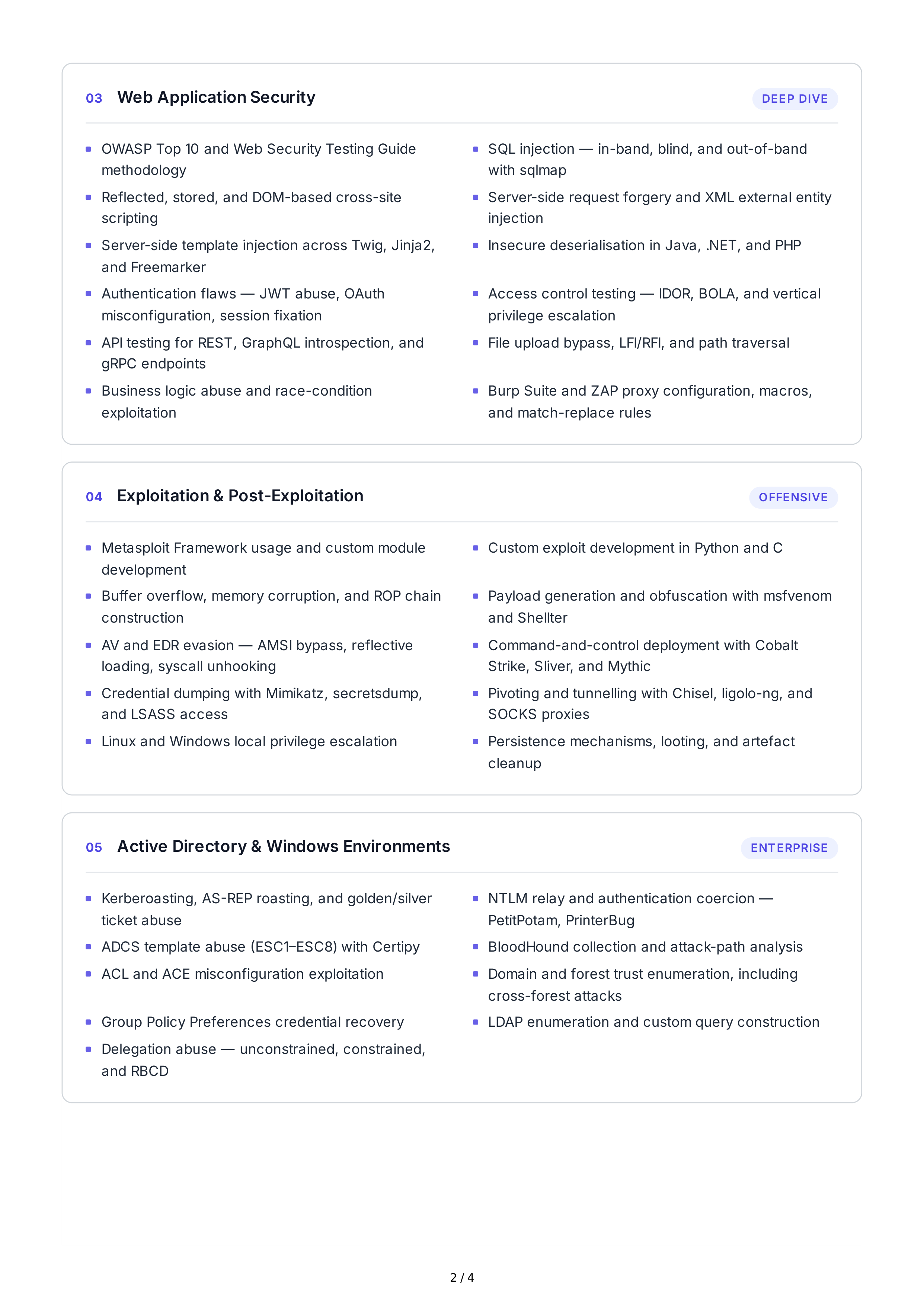 Penetration Testing Technical Skills — page 2