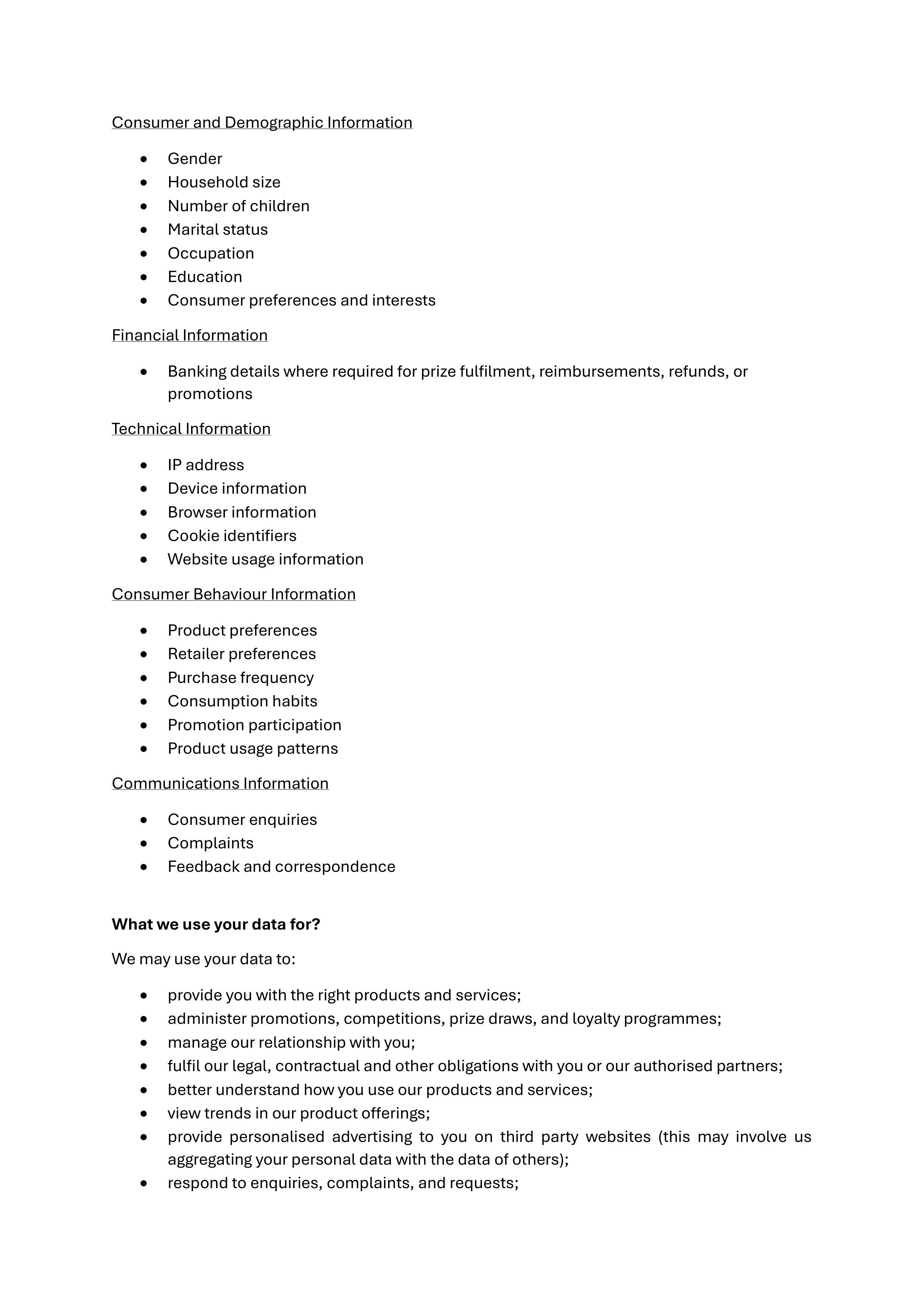 PepsiCo Consumer Privacy Notice — page 2