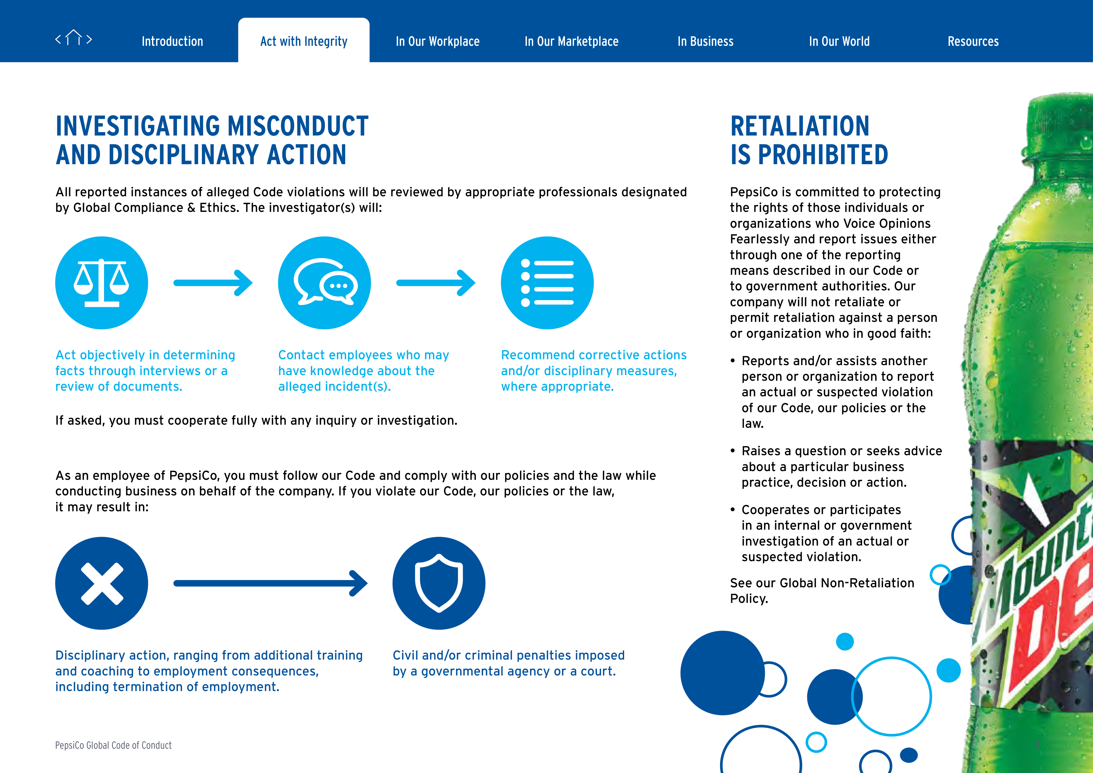 PepsiCo Global Code of Conduct Handbook — page 11