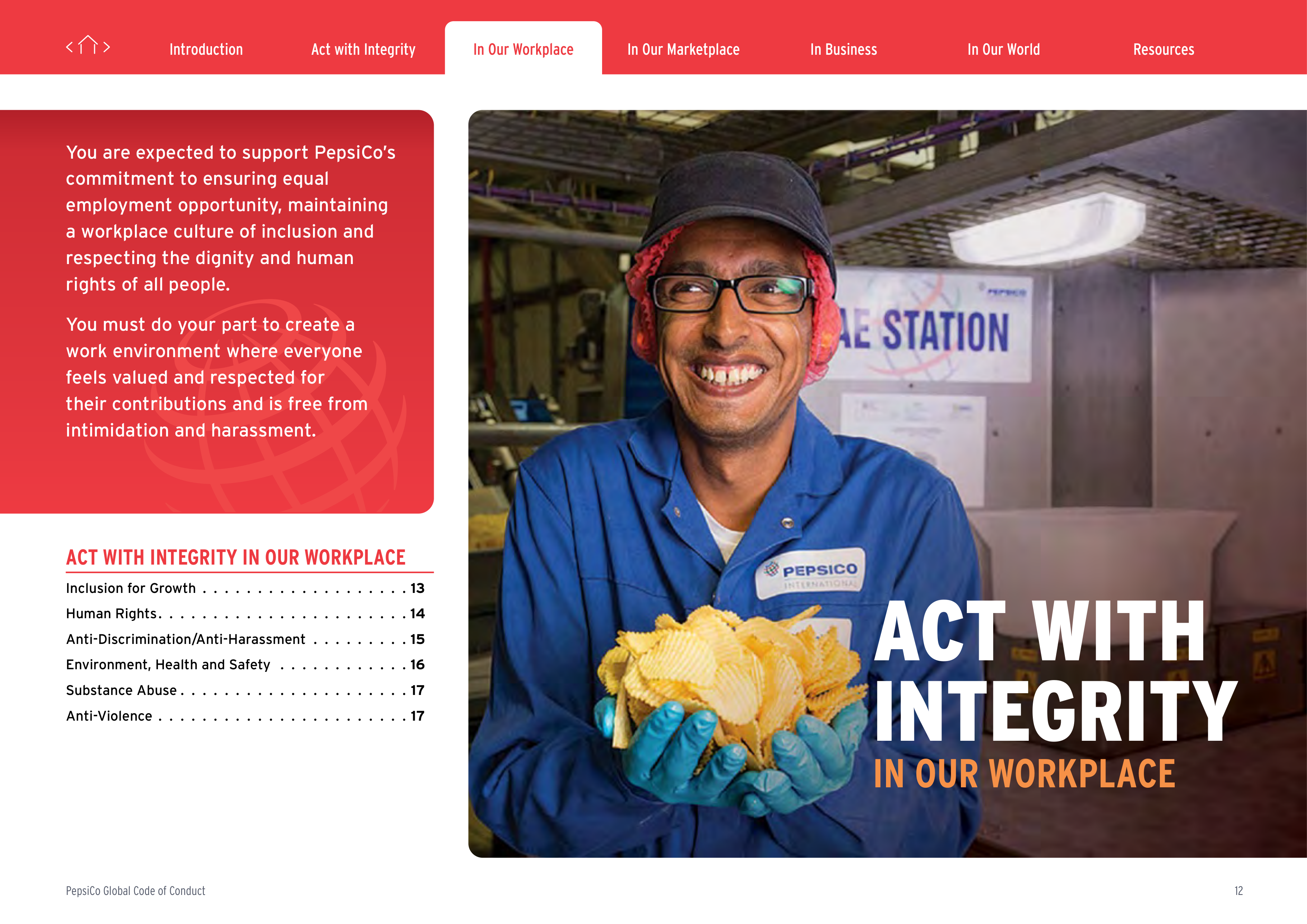 PepsiCo Global Code of Conduct Handbook — page 12