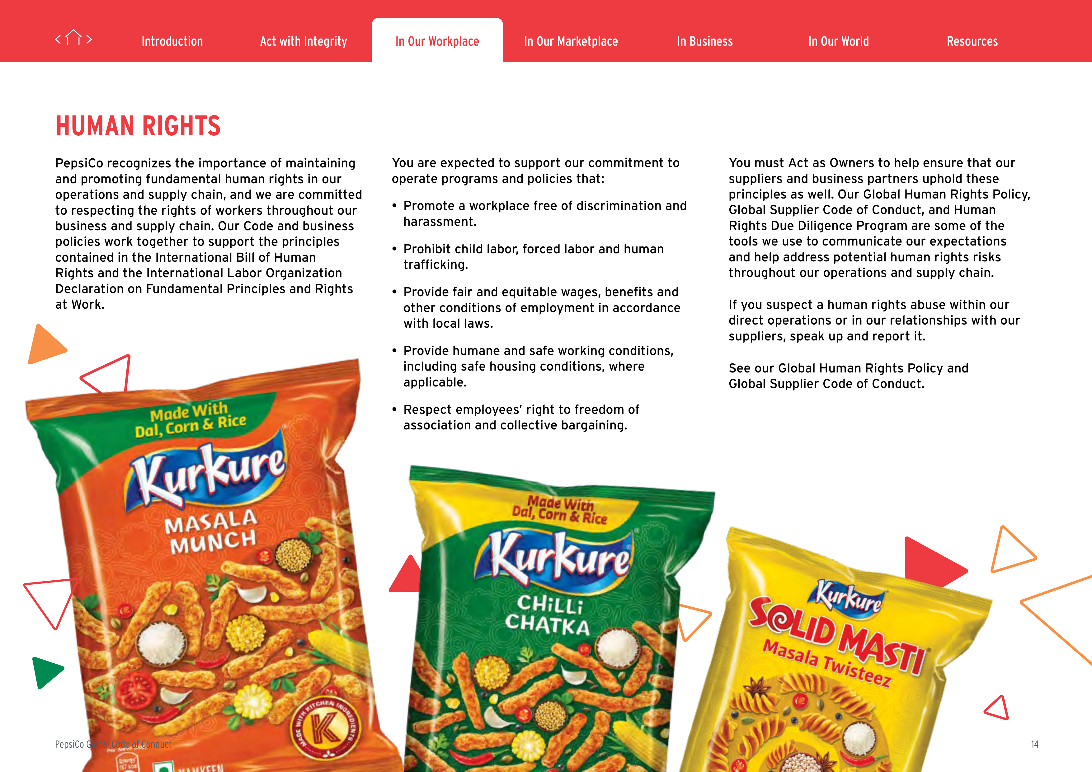 PepsiCo Global Code of Conduct Handbook — page 14