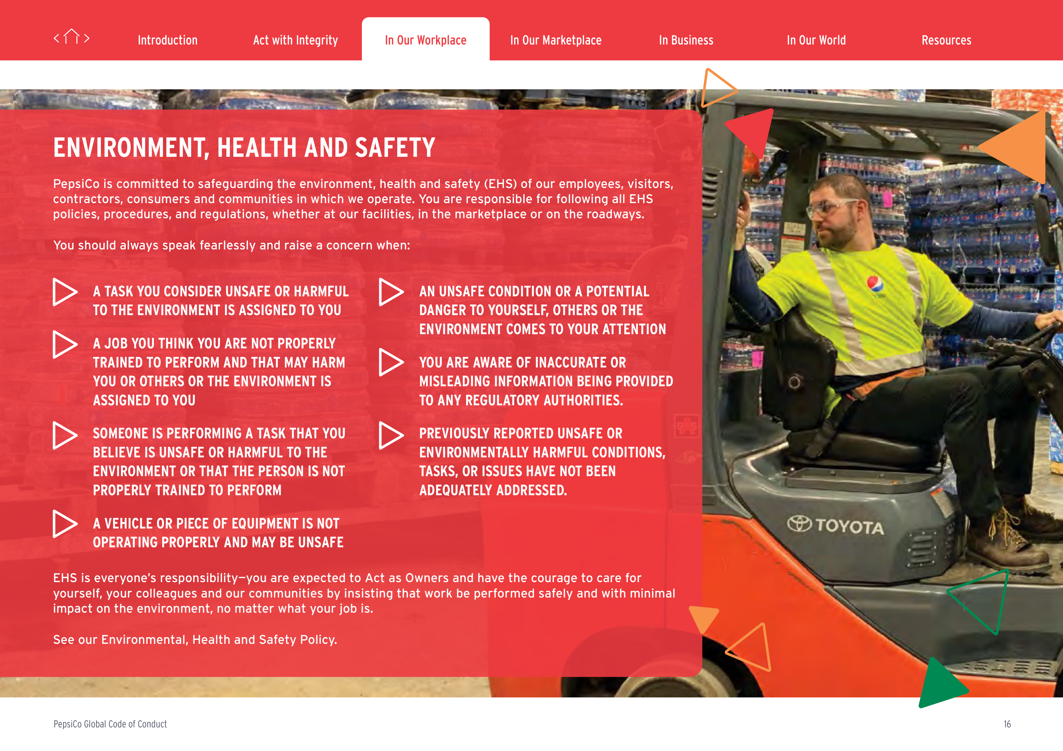 PepsiCo Global Code of Conduct Handbook — page 16