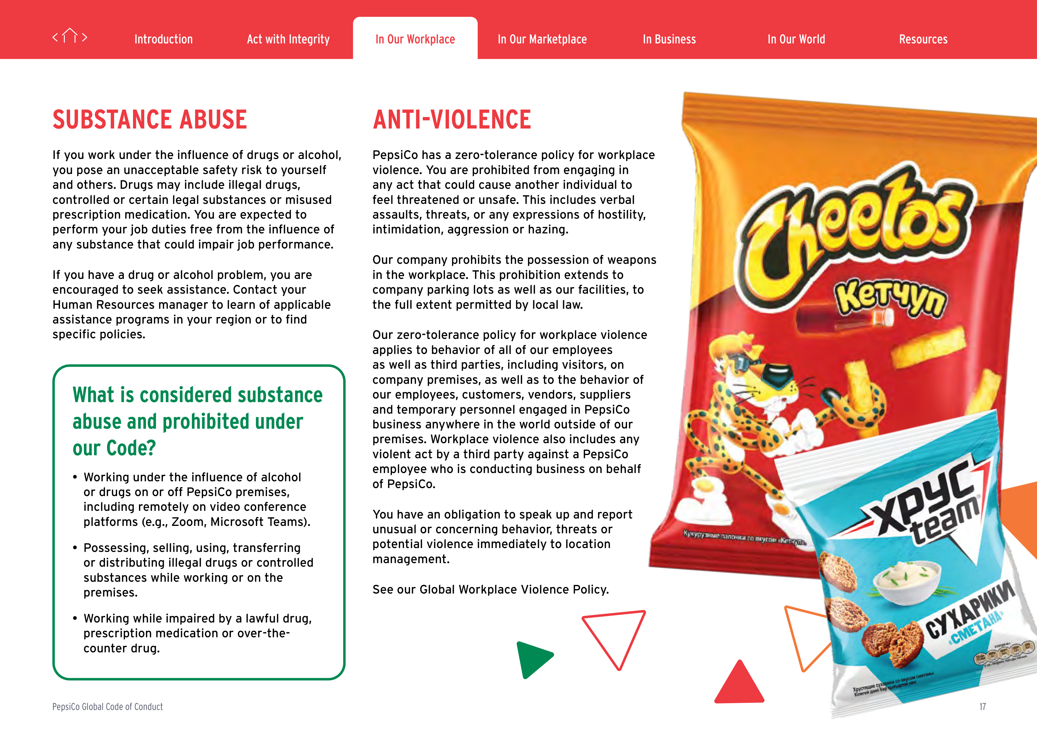PepsiCo Global Code of Conduct Handbook — page 17