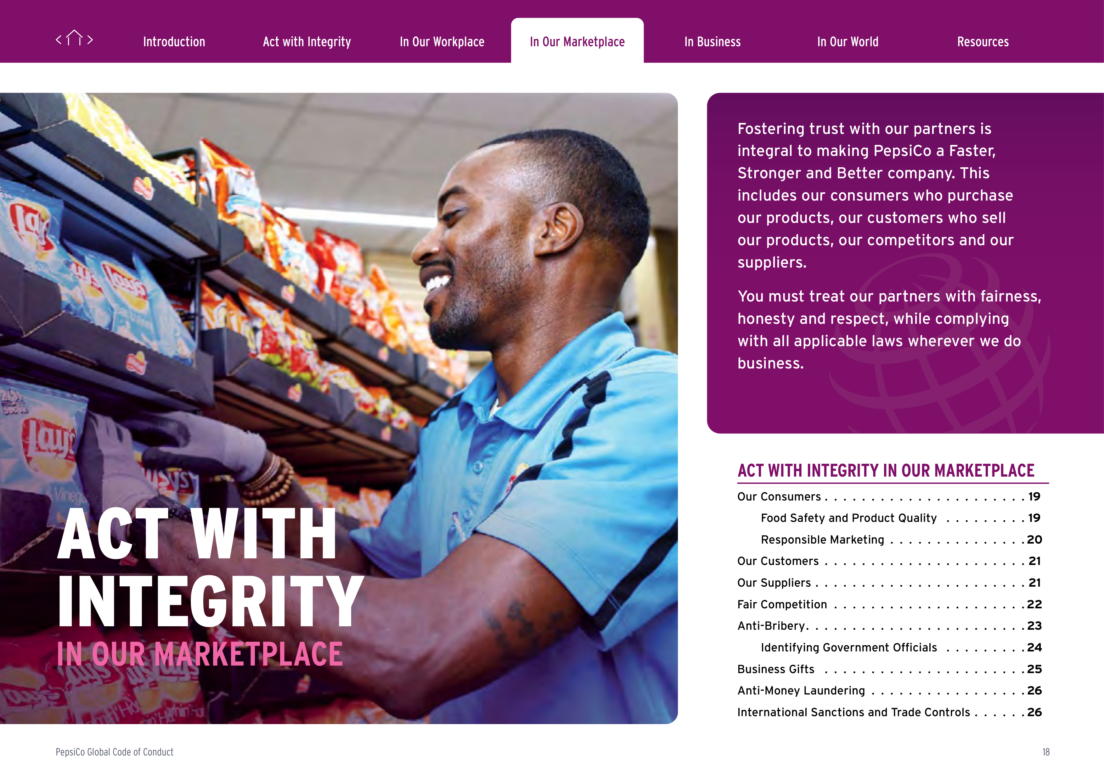 PepsiCo Global Code of Conduct Handbook — page 18
