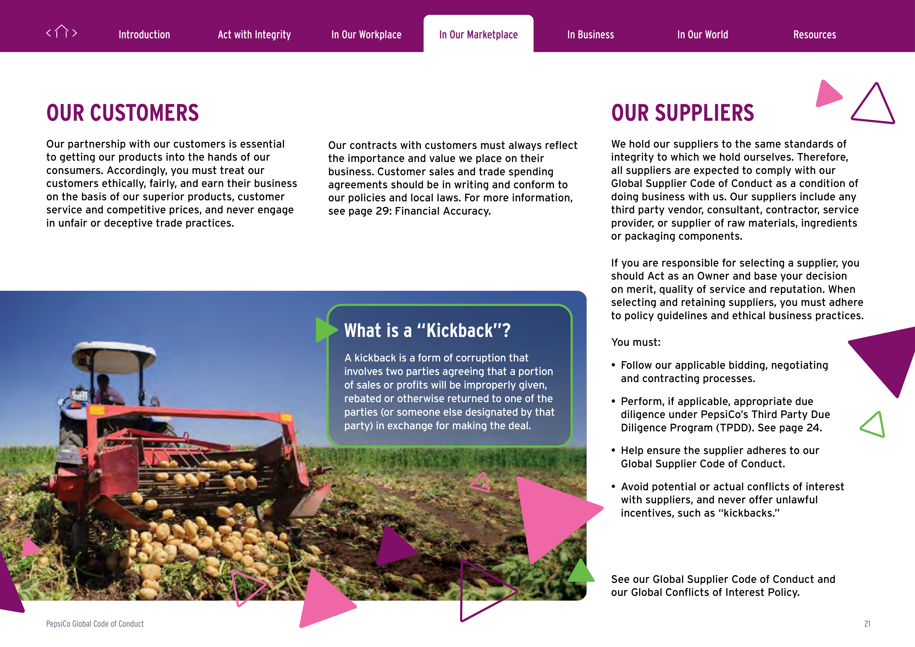 PepsiCo Global Code of Conduct Handbook — page 21