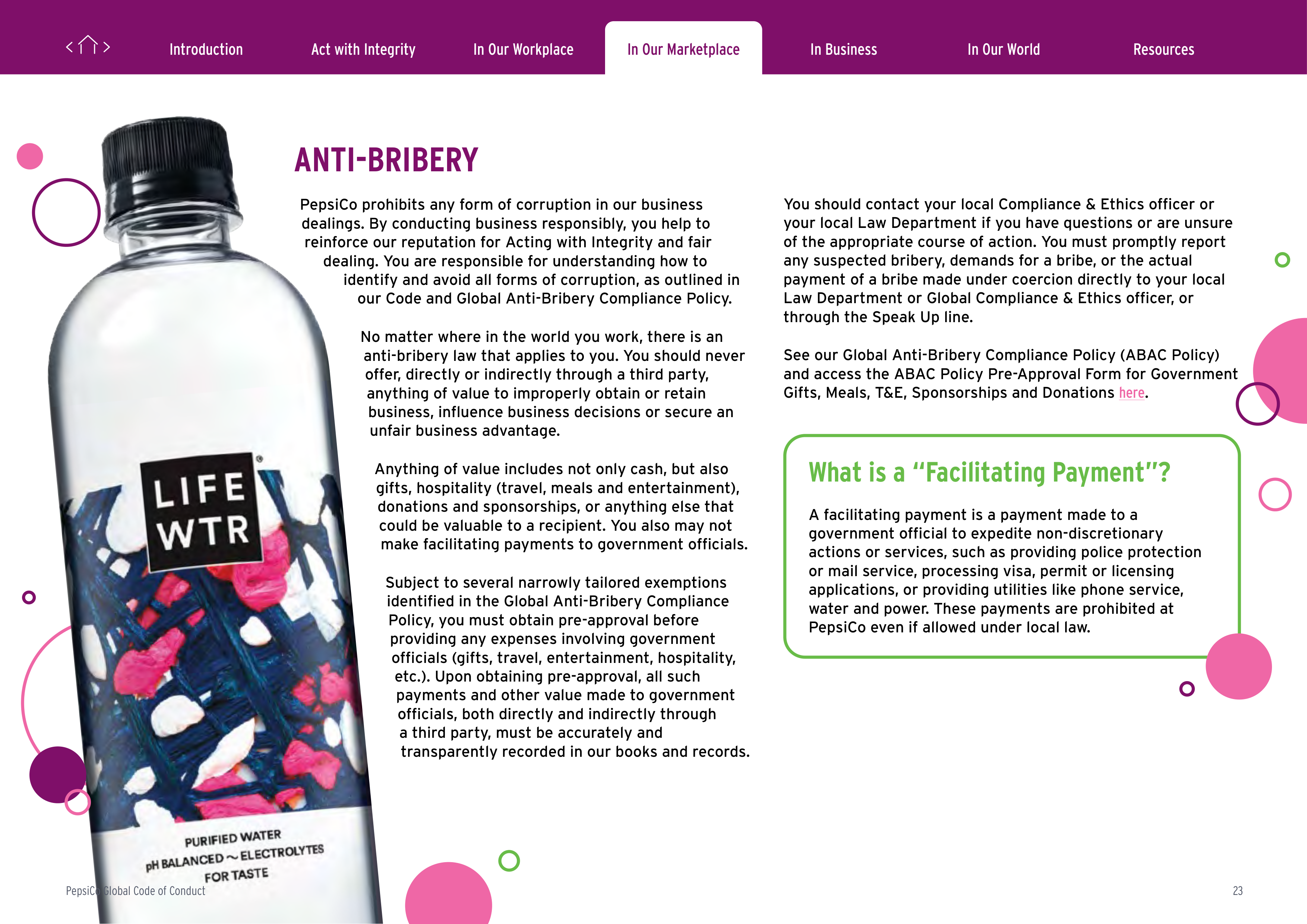 PepsiCo Global Code of Conduct Handbook — page 23