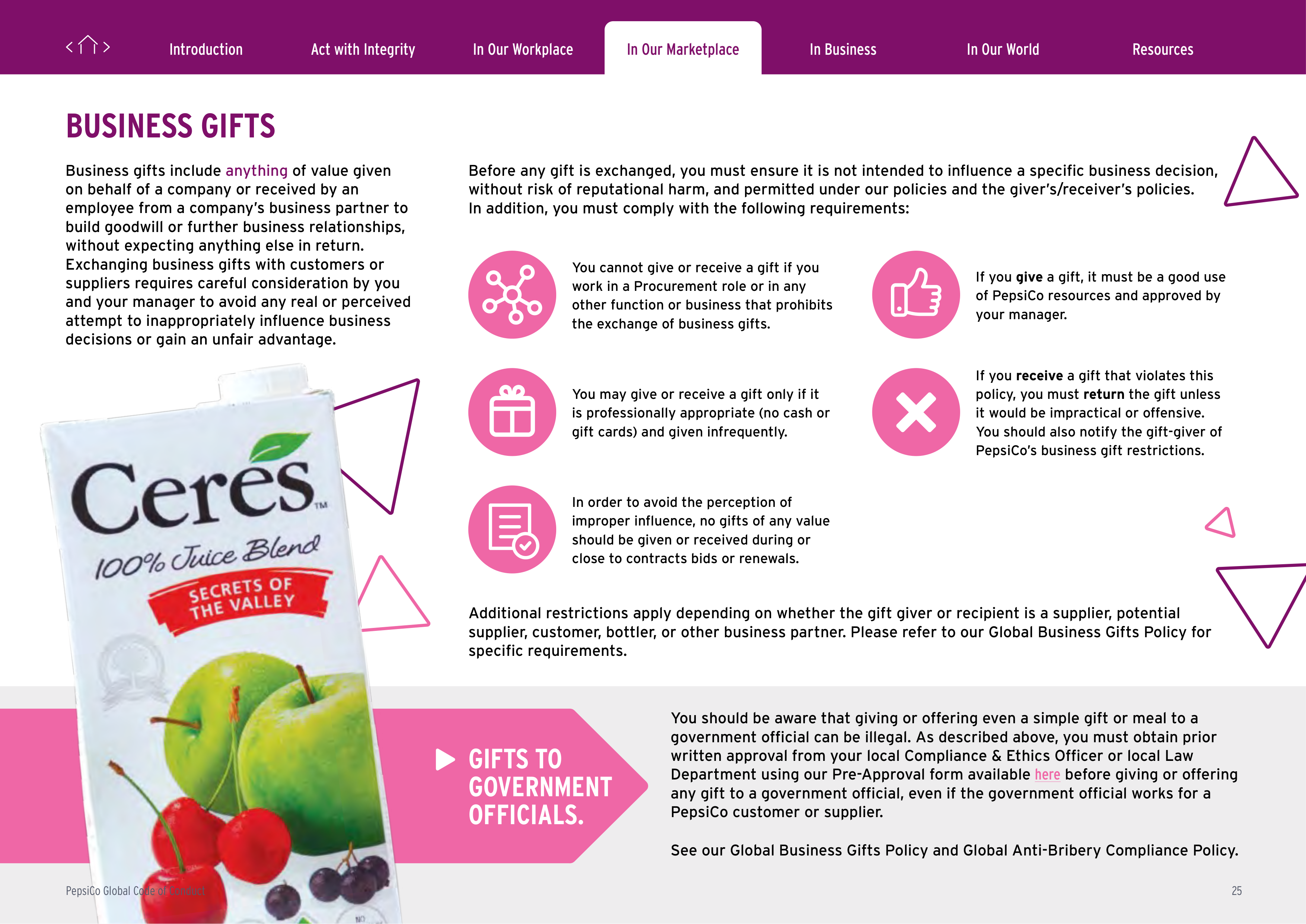 PepsiCo Global Code of Conduct Handbook — page 25