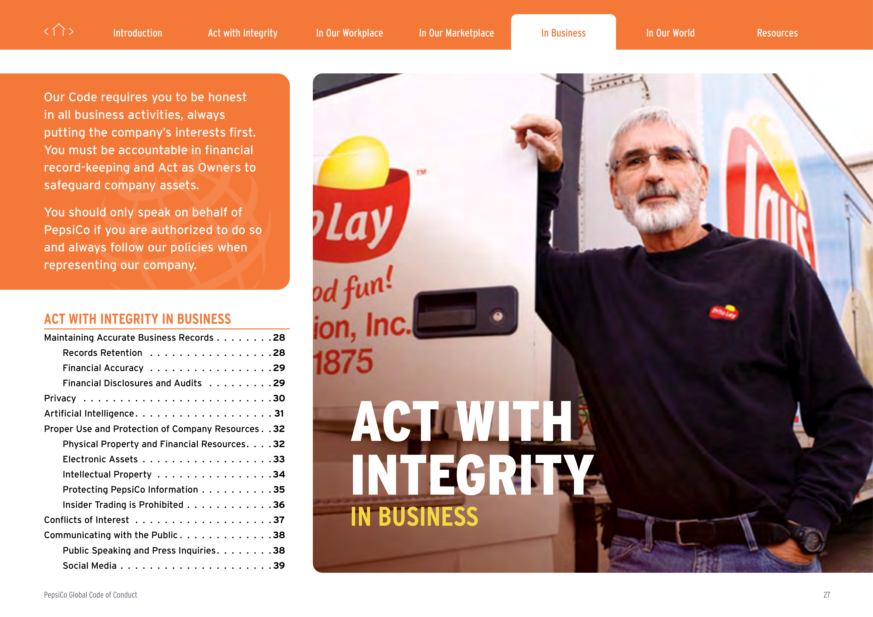 PepsiCo Global Code of Conduct Handbook — page 27