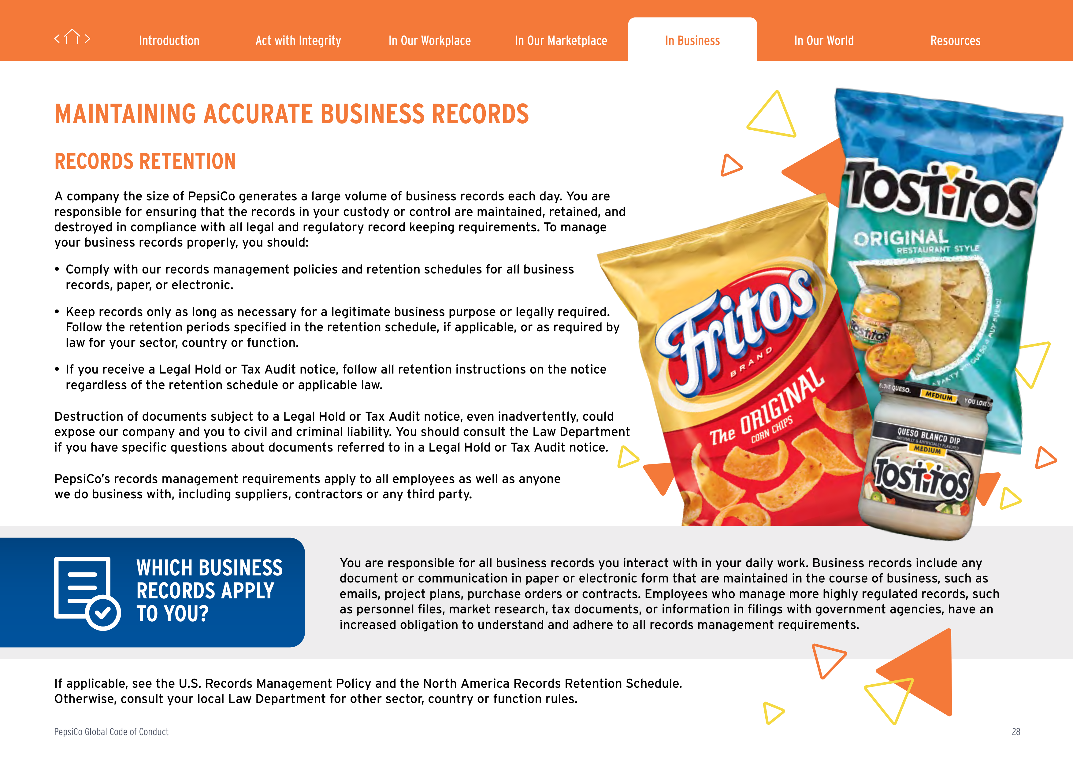 PepsiCo Global Code of Conduct Handbook — page 28