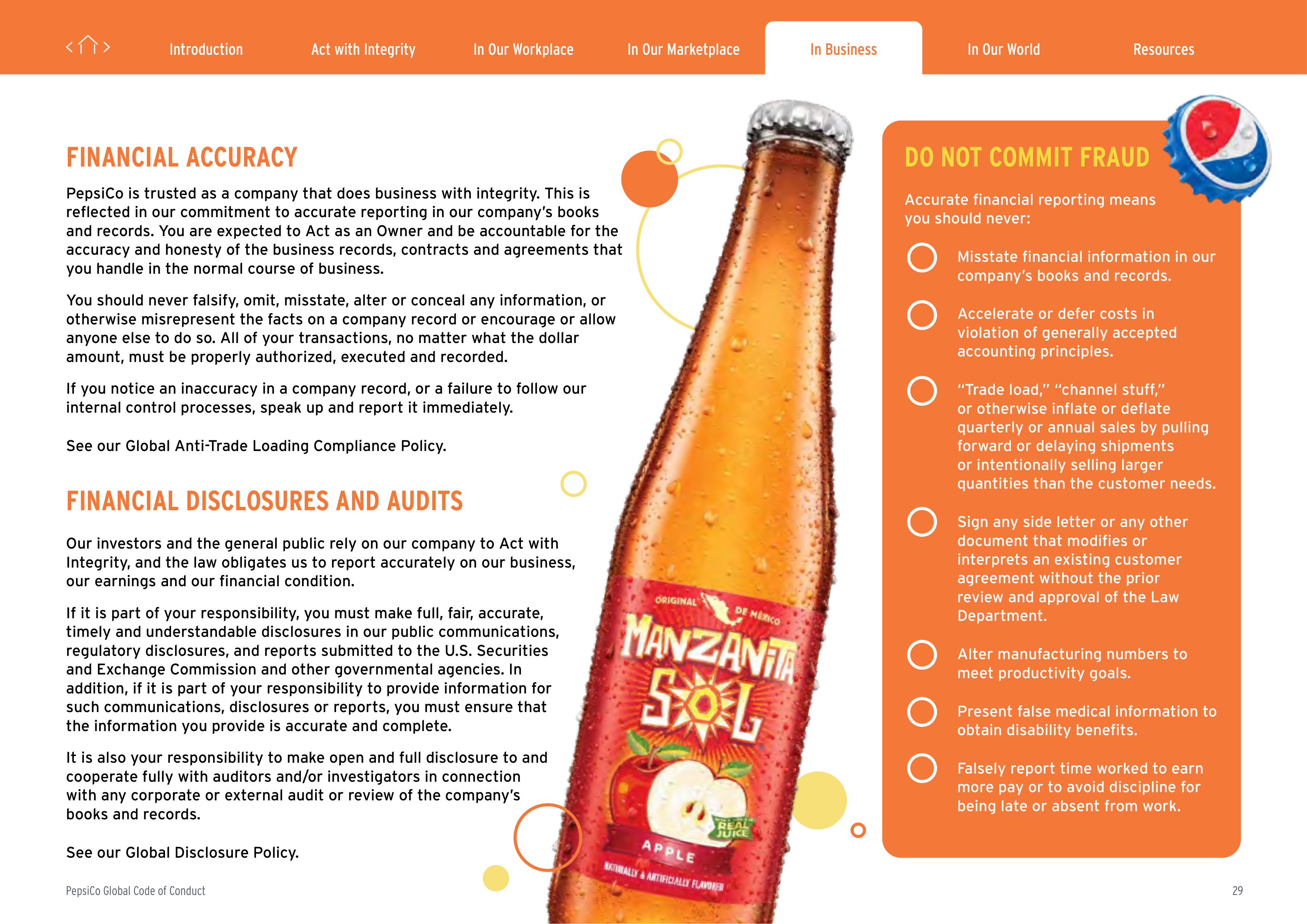 PepsiCo Global Code of Conduct Handbook — page 29