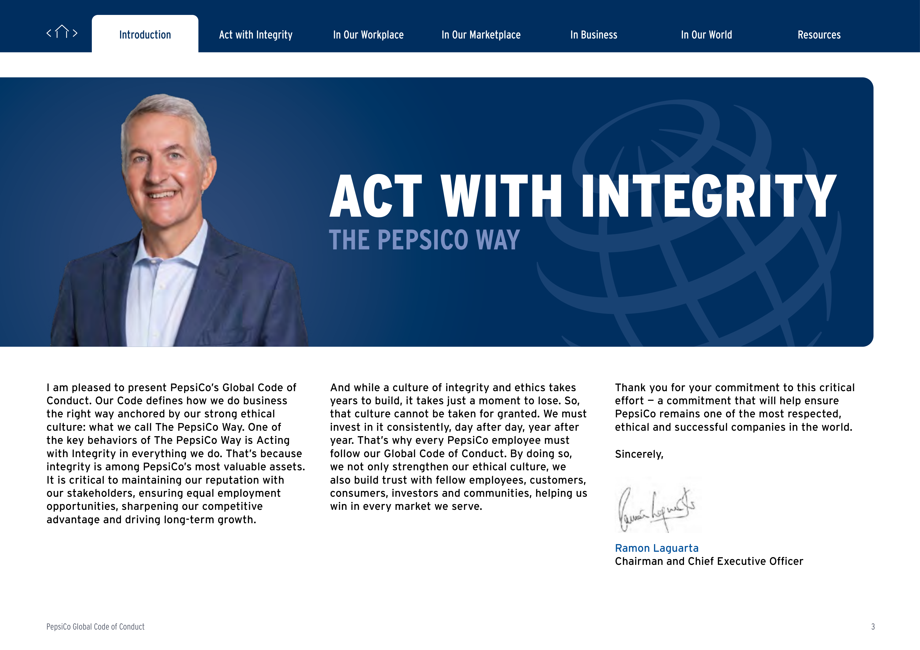 PepsiCo Global Code of Conduct Handbook — page 3