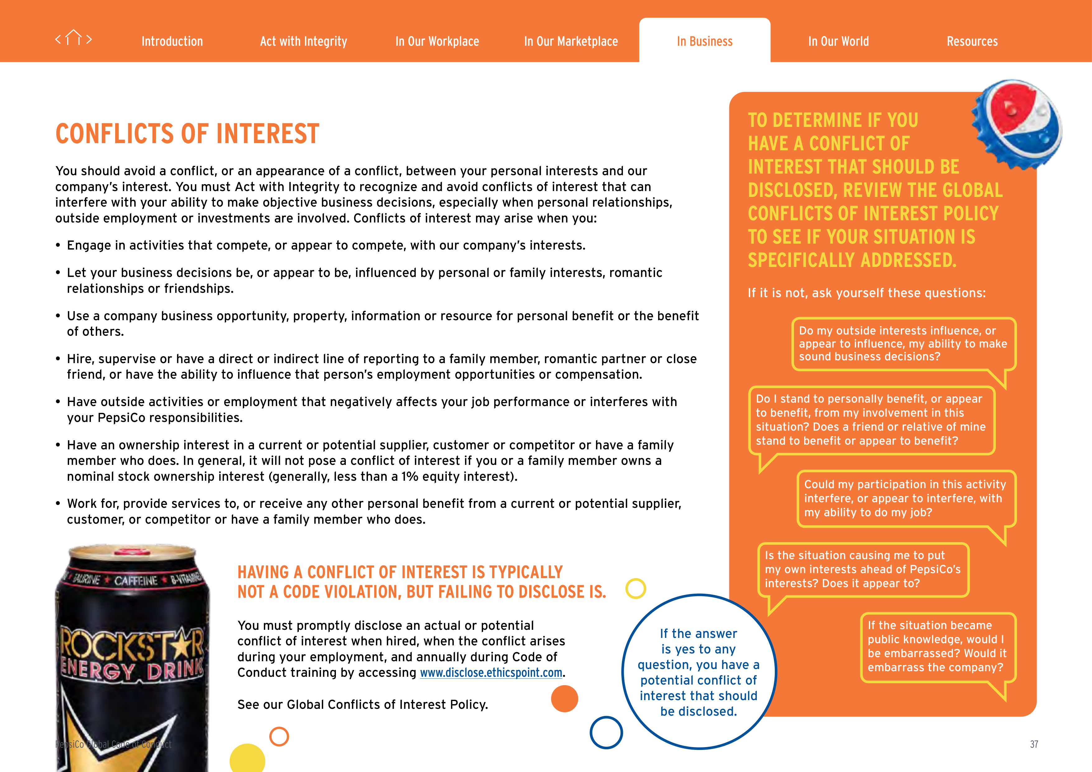 PepsiCo Global Code of Conduct Handbook — page 37