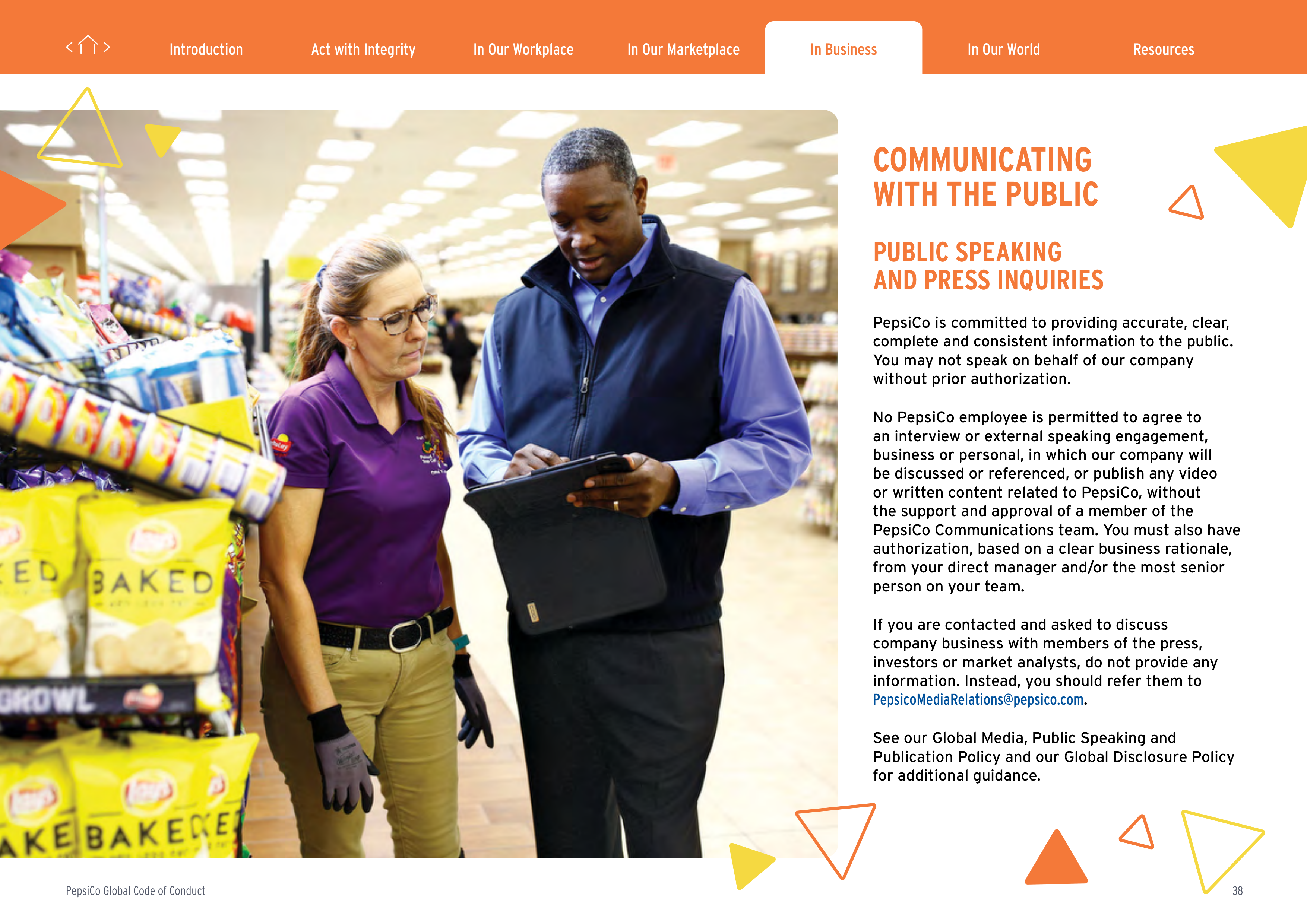 PepsiCo Global Code of Conduct Handbook — page 38